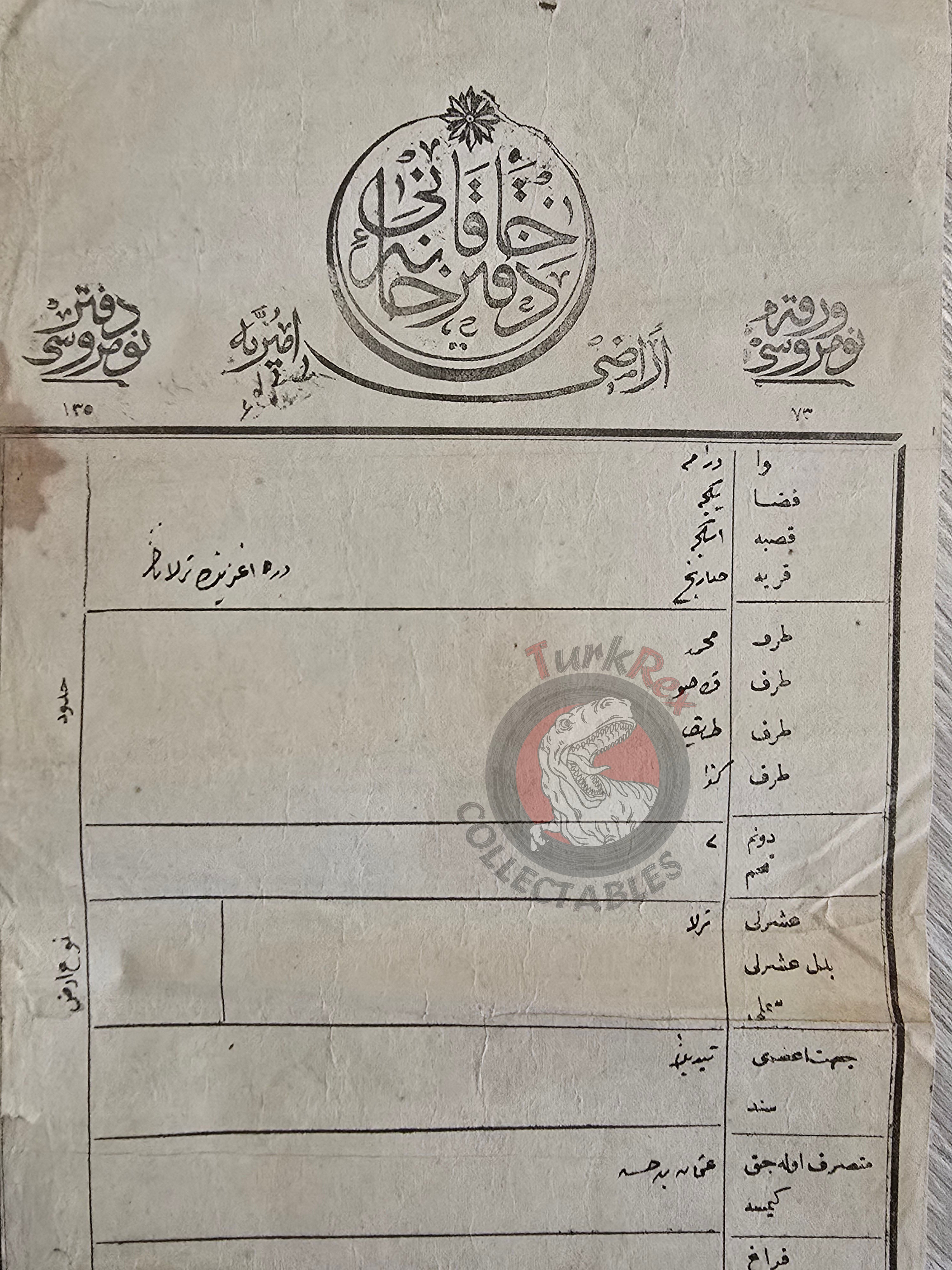 Ottoman 1875 Land Deed Field in İskeçe Xanthi Greece Title Muslim Family Greek Balkans