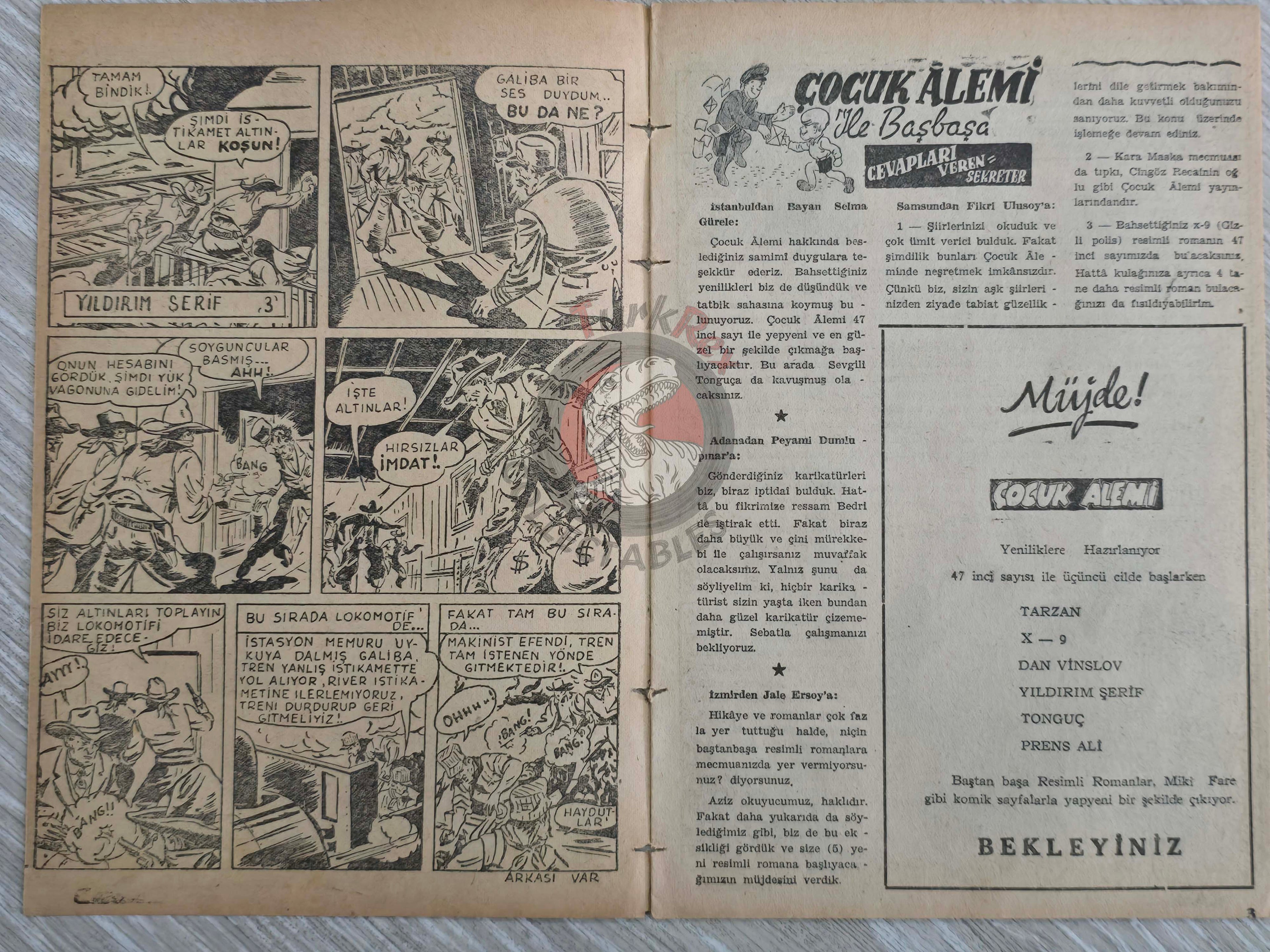Çocuk Alemi #43 Captain Marvel Jr 1947 Don Winslow of the Navy Turkish Comic Turkey
