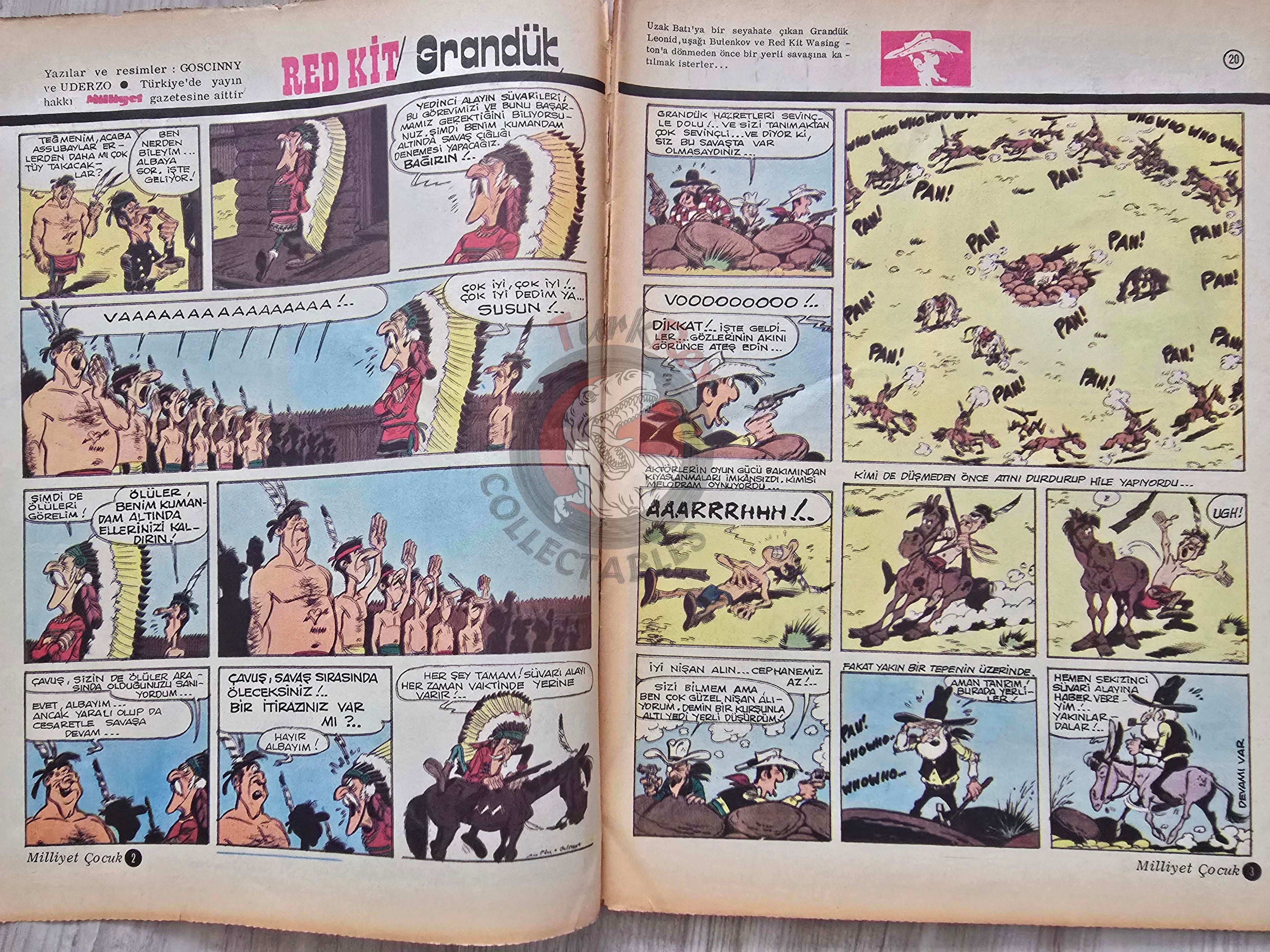 Milliyet Çocuk #72 1974 Turkish Comic Mag Turkey Lucky Luke Michel Vaillant Time is Money Don Quixote