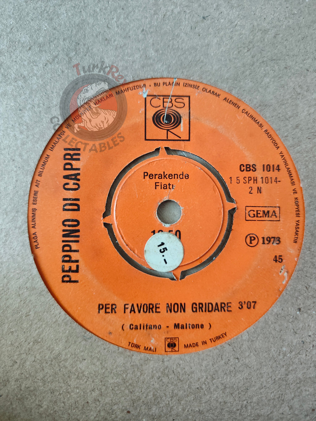 Peppino Di Capri – Un Grande Amore E Niente Più 7" Turkish Pressing Vinyl Turkey Edition