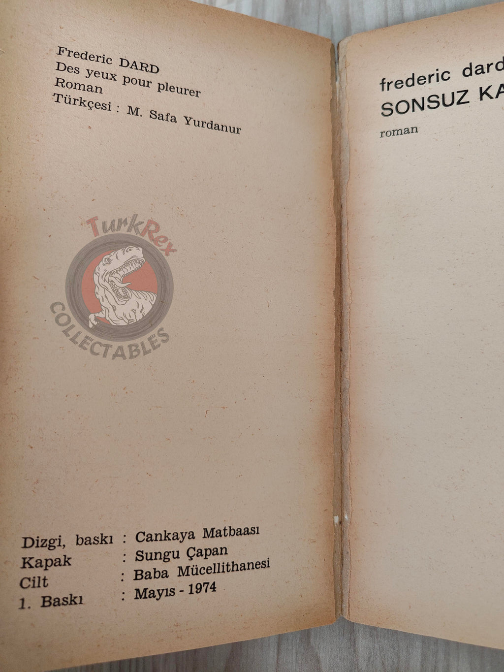 Frédéric Dard – Des Yeux Pour Pleurer 1974 1st Turkish Book Turkey