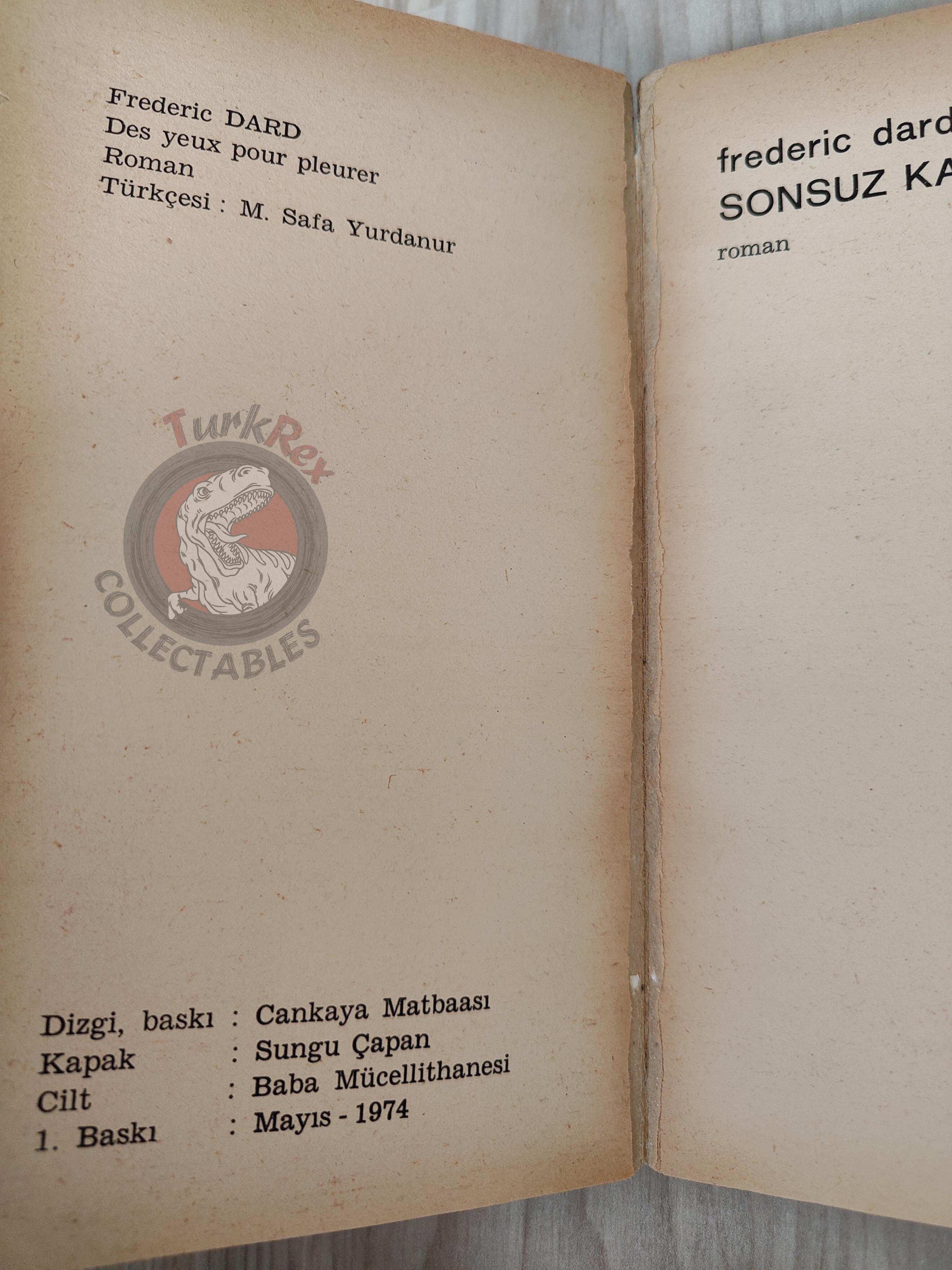 Frédéric Dard – Des Yeux Pour Pleurer 1974 1st Turkish Book Turkey