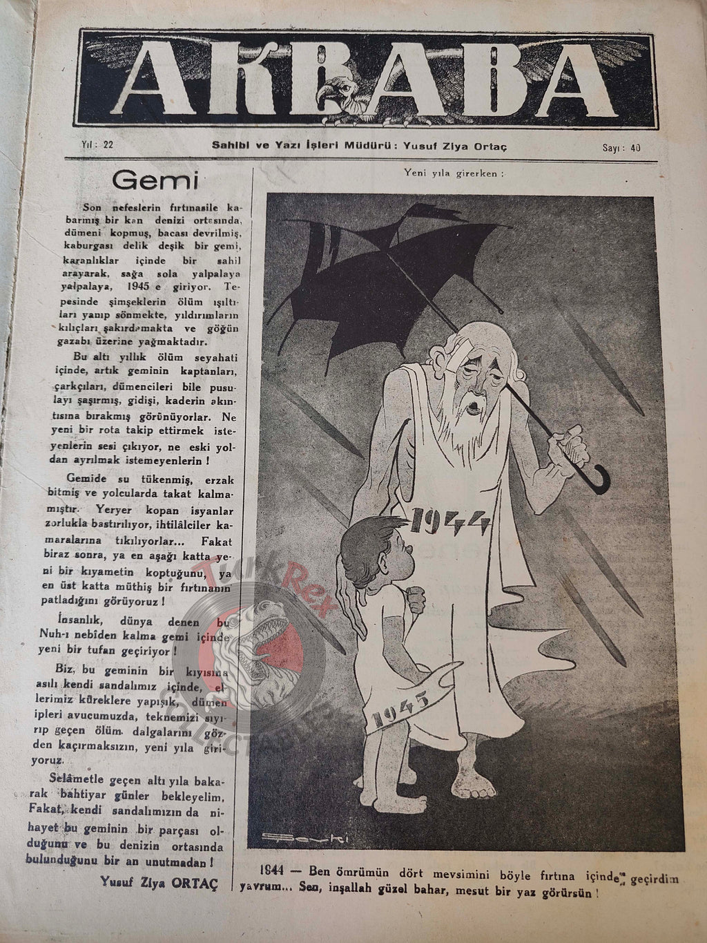 Akbaba 1944 Humor Magazine Turkish Turkey Germany Japan Britain WW2 era United States