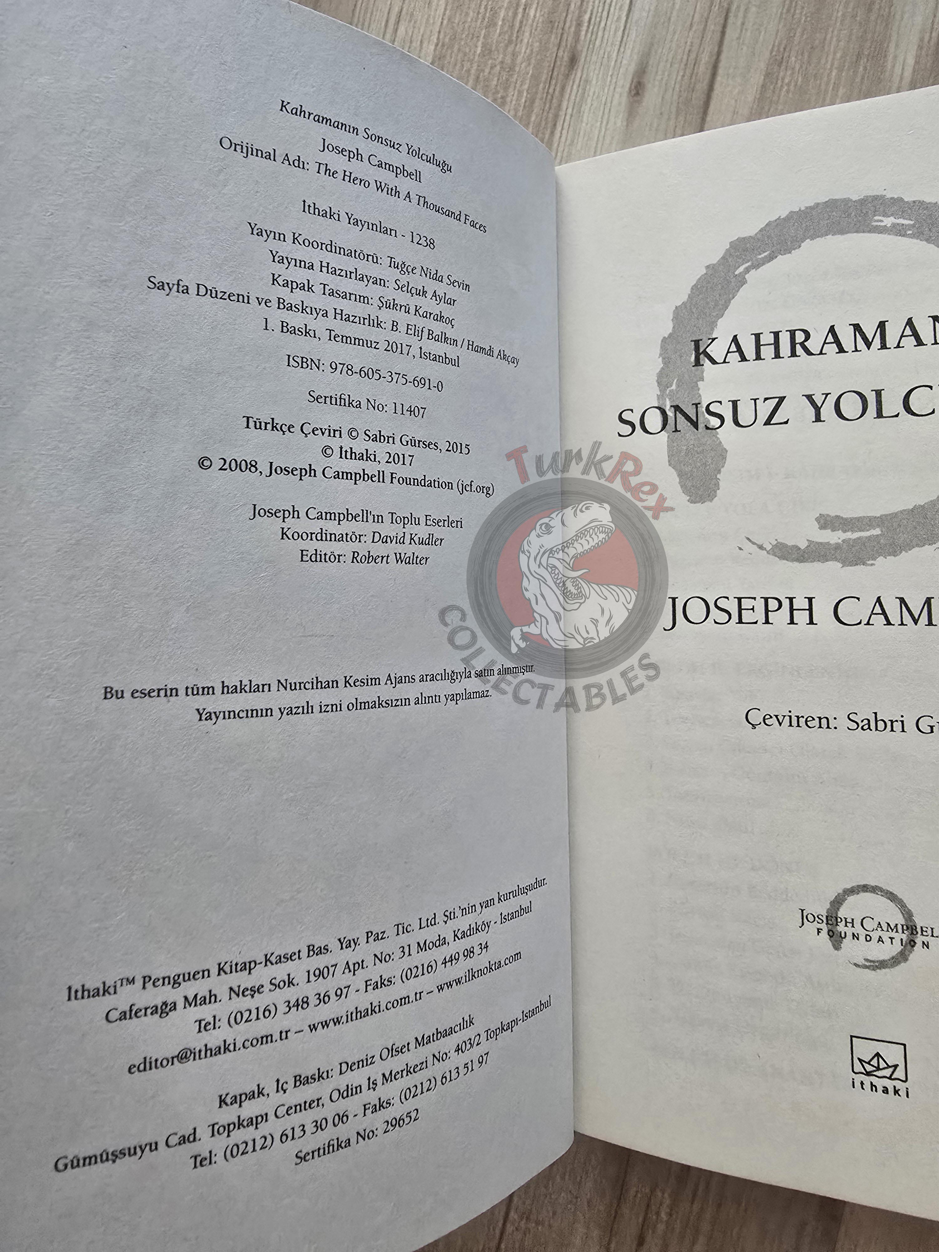 Joseph Campbell – The Hero with a Thousand Faces 2017 1st Turkish Book Turkey
