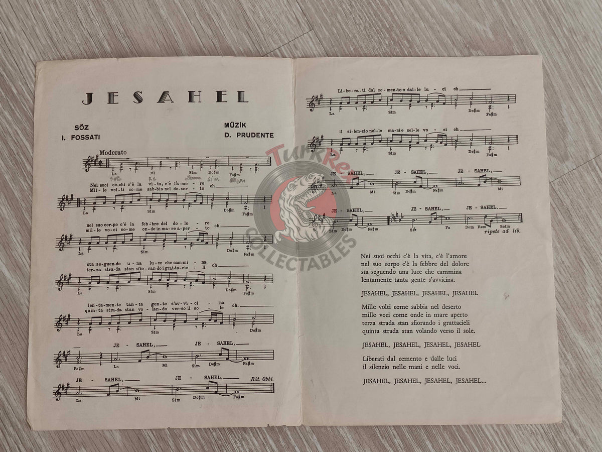 Delirium – Jesahel Turkish Vintage Musical Notes Sheet Turkey Sanremo