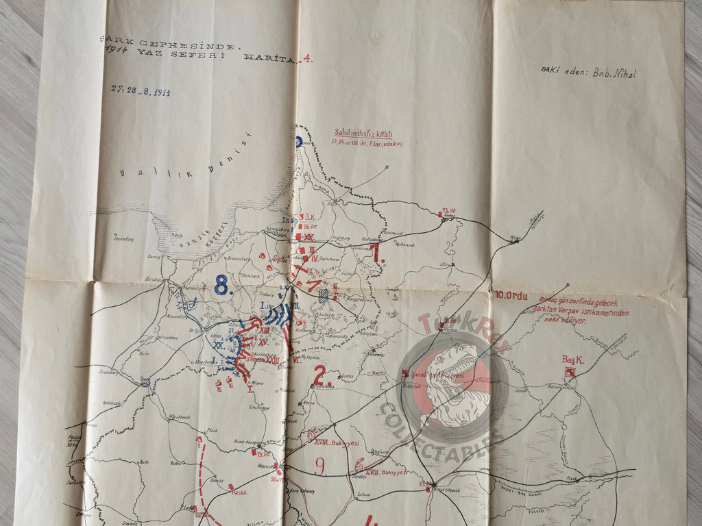 WW1 Eastern Front 1914 Turkish Military Map Gdańsk Bay Region Germany Russia 1990