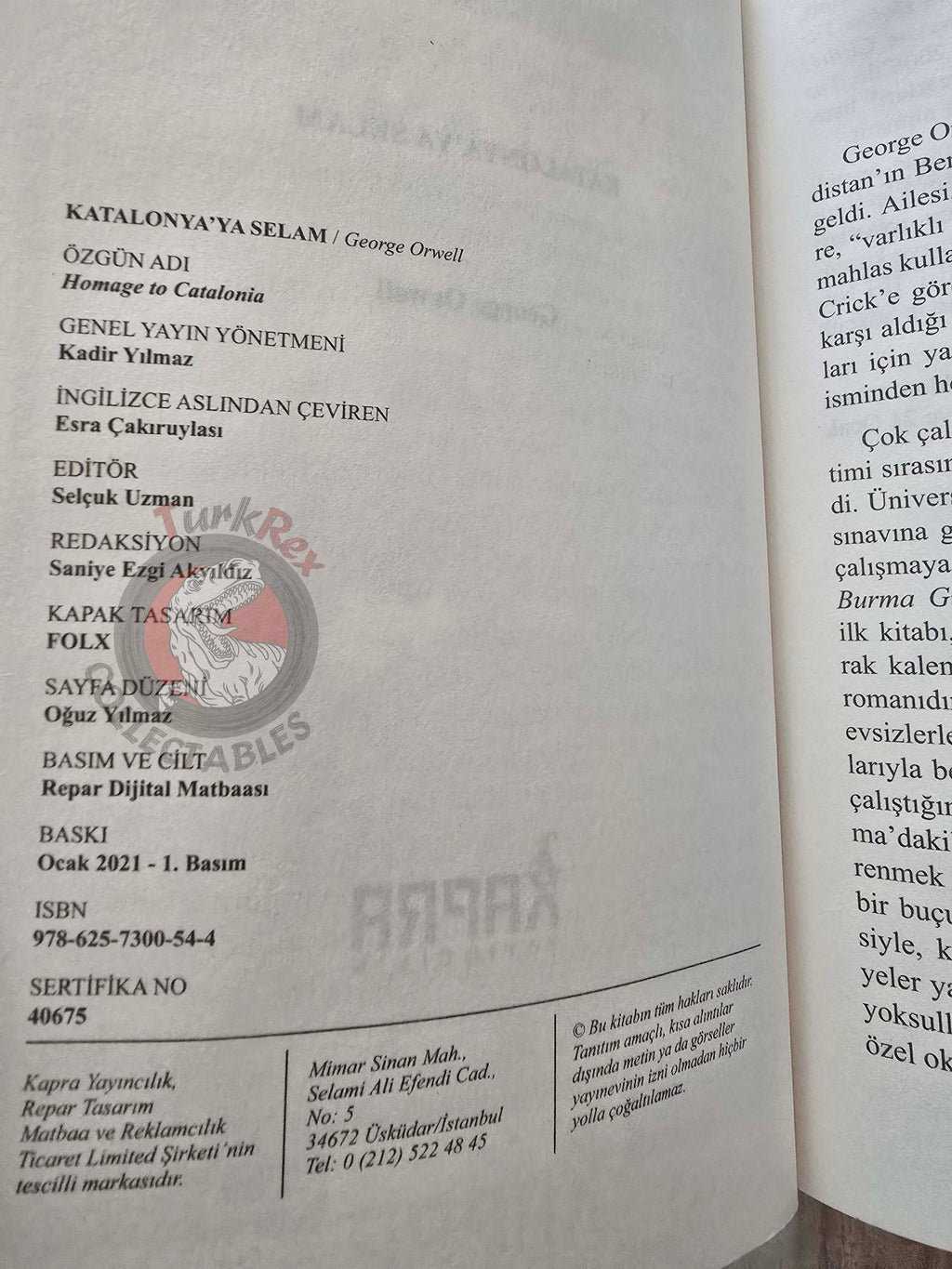 George Orwell –  Homage to Catalonia  2021 Turkish Book Turkey