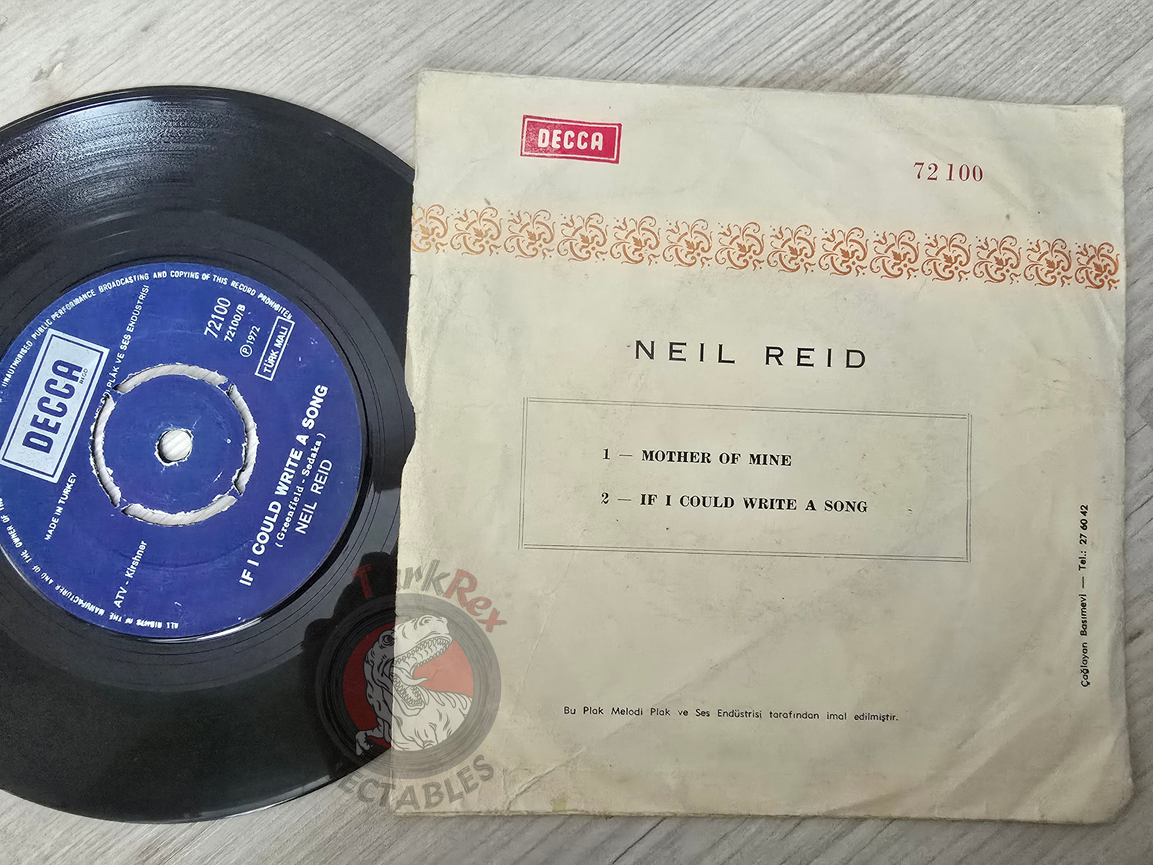 Neil Reid – Mother Of Mine 7" Turkish Pressing Vinyl Turkey Edition