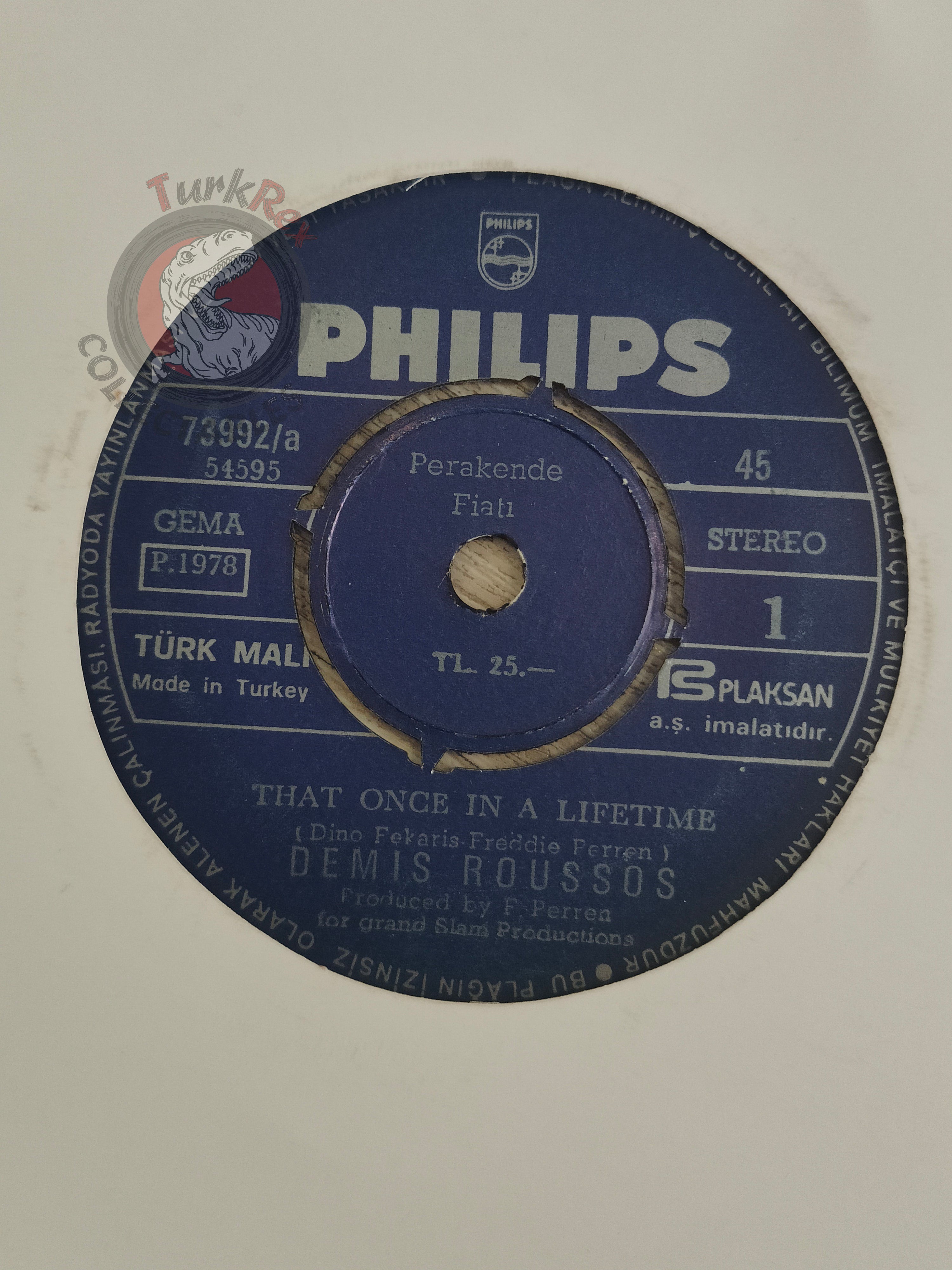 Demis Roussos – This Song 7" Turkish Pressing Vinyl Turkey Edition