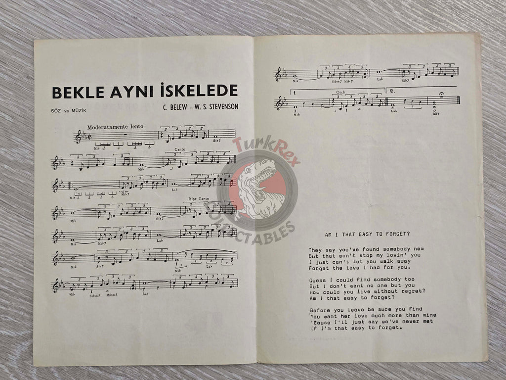 Engelbert Humperdinck & Alpay – Am I That Easy to Forget Turkish Vintage Musical Notes Sheet Turkey