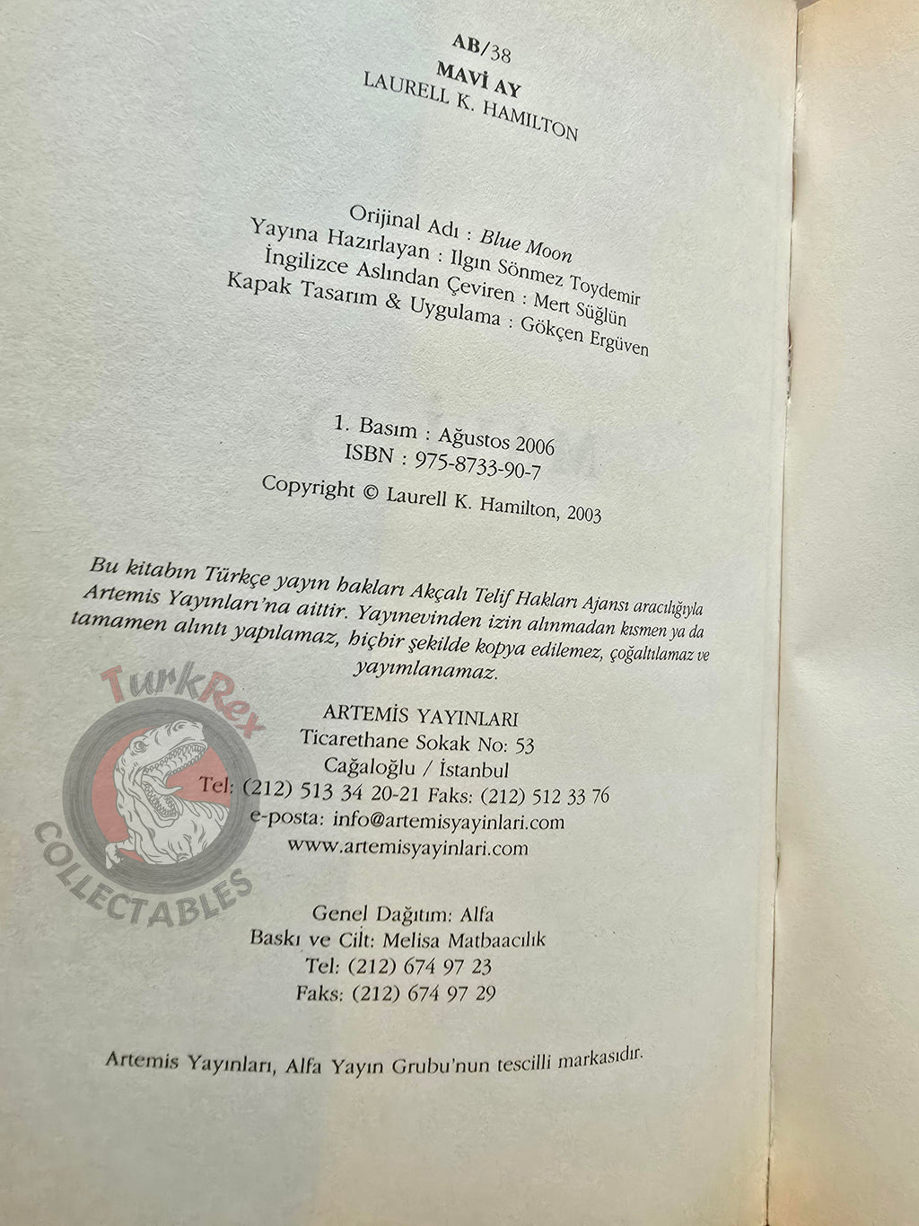 Laurell K. Hamilton – Blue Moon 2006 1st Turkish Book Turkey Anita Blake: Vampire Hunter