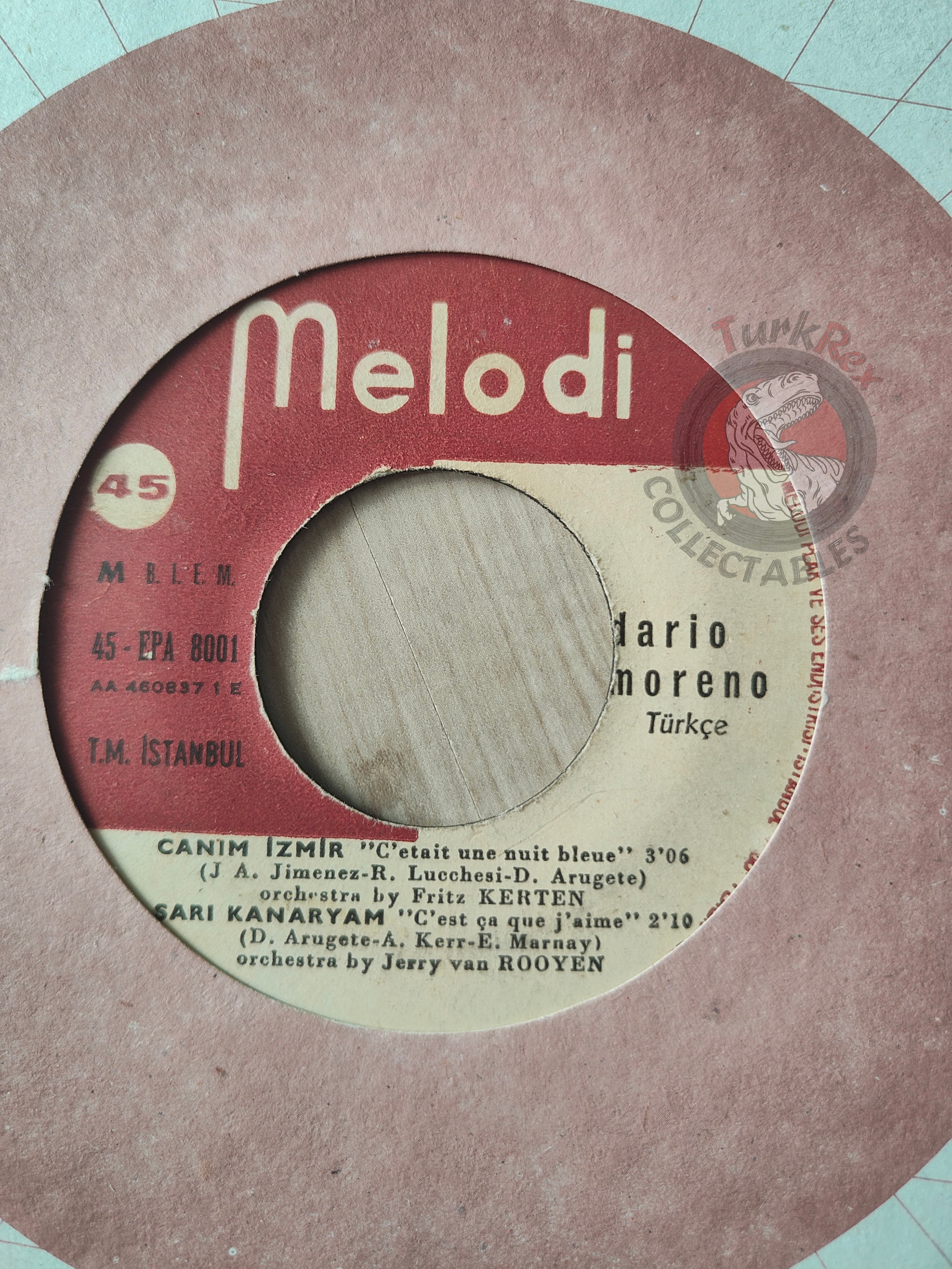 Dario Moreno – Canım İzmir 7" Turkish Pressing Vinyl Turkey Edition