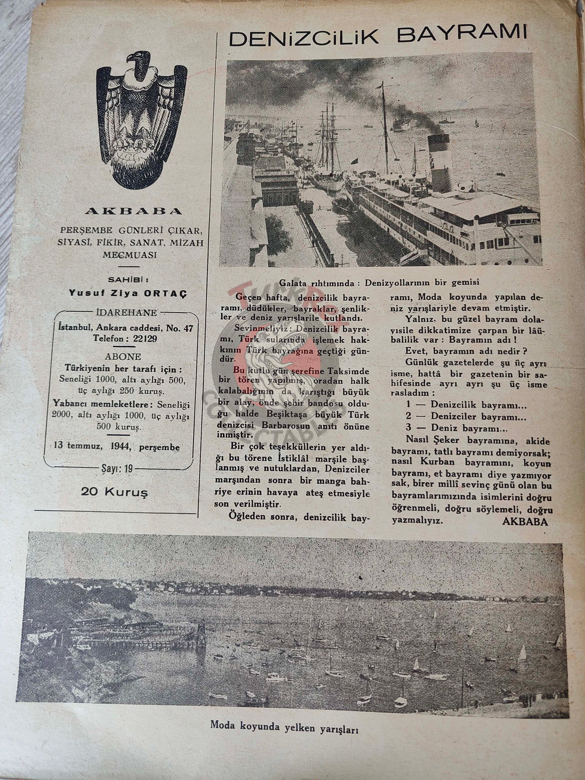 Akbaba 1944 Humor Magazine Turkish Turkey Winston Churchill Germany WW2 era Britain Winston Churchill