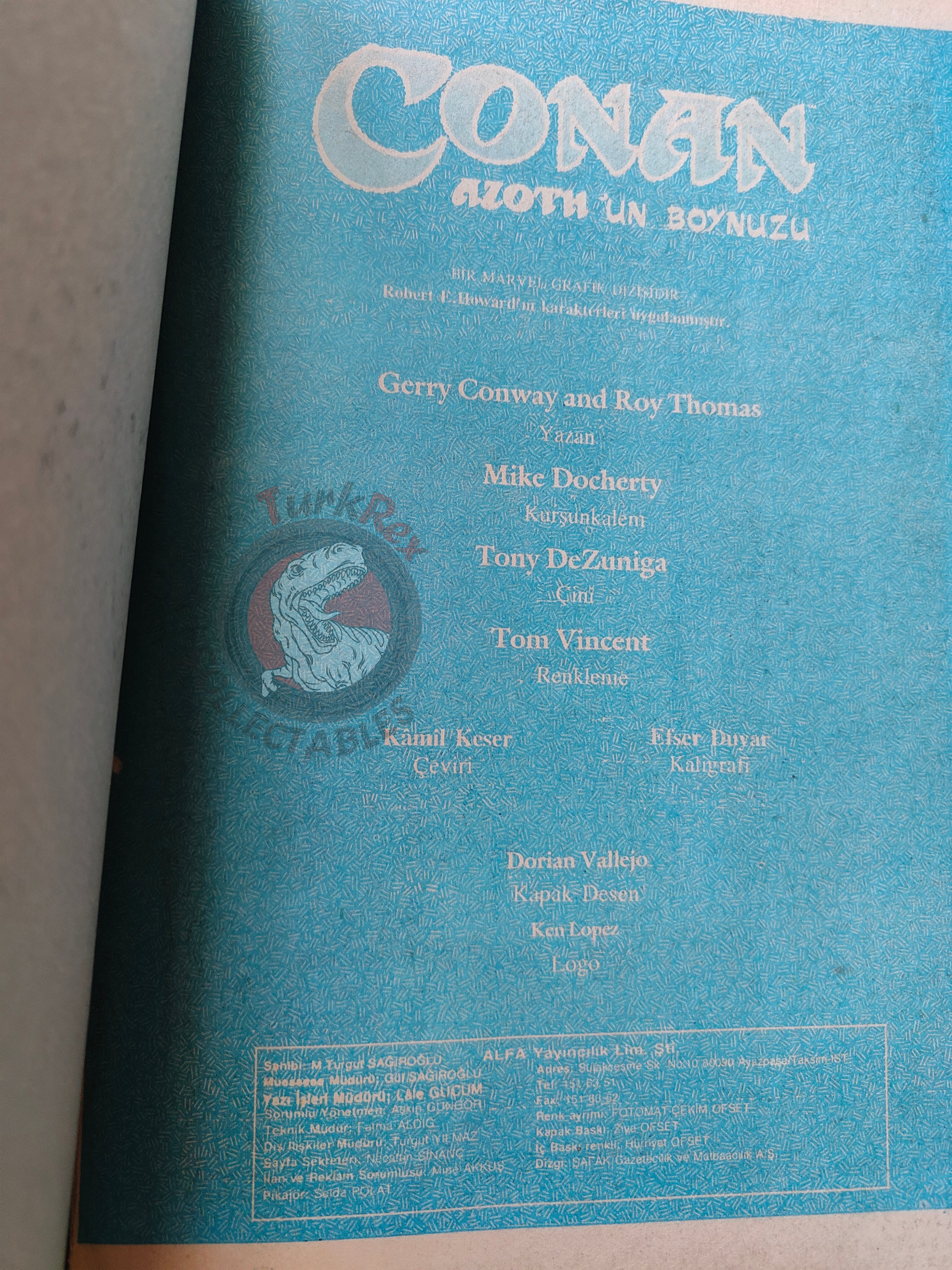 Conan Horn of Azoth 1990 Marvel Grafik #3 Turkish Comic Turkey