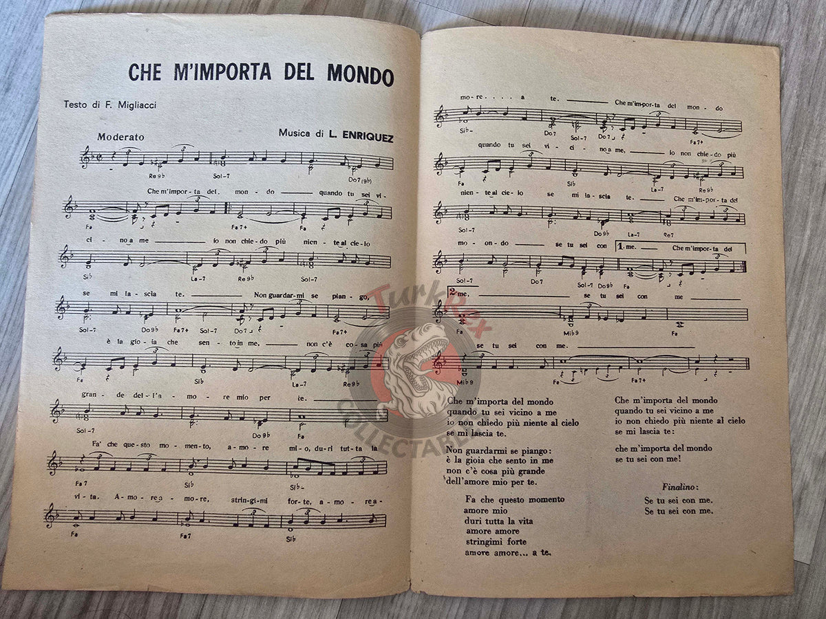Rita Pavone – Che M’Importa del Mondo Turkish Vintage Musical Notes Sheet Turkey