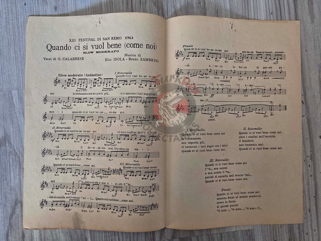 Shirley Bassey – Quando Ci Si Vuol Bene Turkish Vintage Musical Notes Sheet Turkey