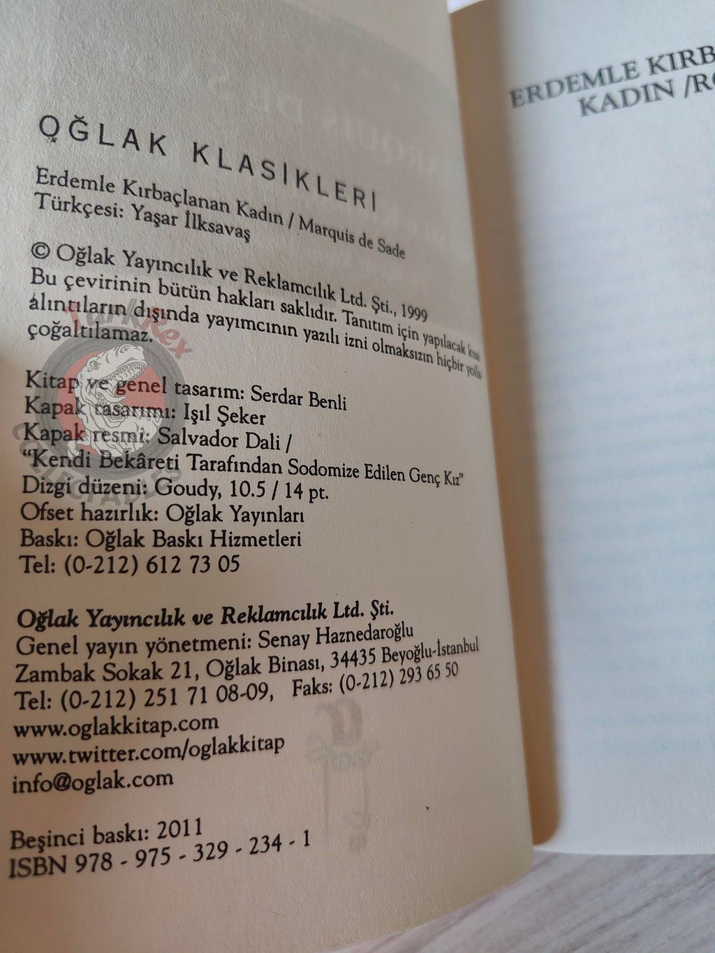 Marquis de Sade – Justine, or the Misfortunes of Virtue 2011 Turkish Book Turkey