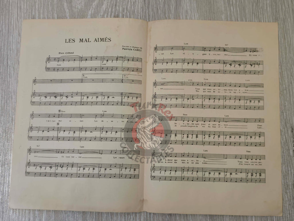 Patricia Carli – Les Mal-Aimés Turkish Vintage Musical Notes Sheet Turkey