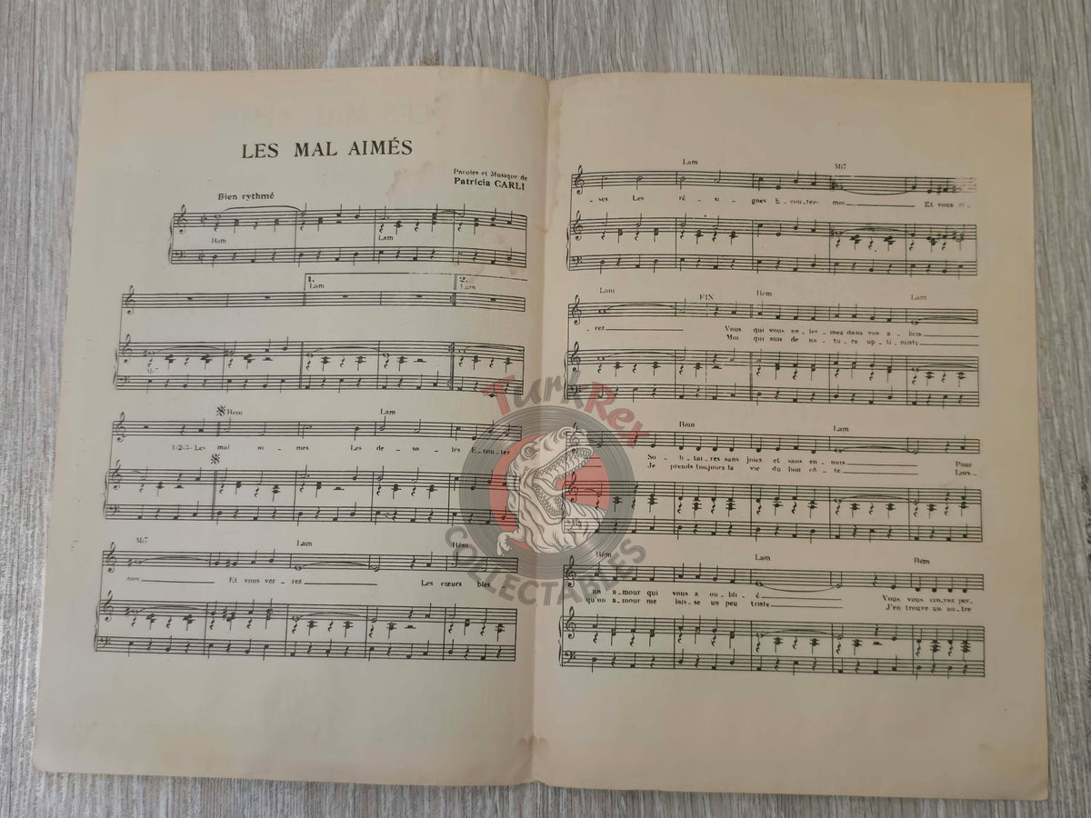 Patricia Carli – Les Mal-Aimés Turkish Vintage Musical Notes Sheet Turkey