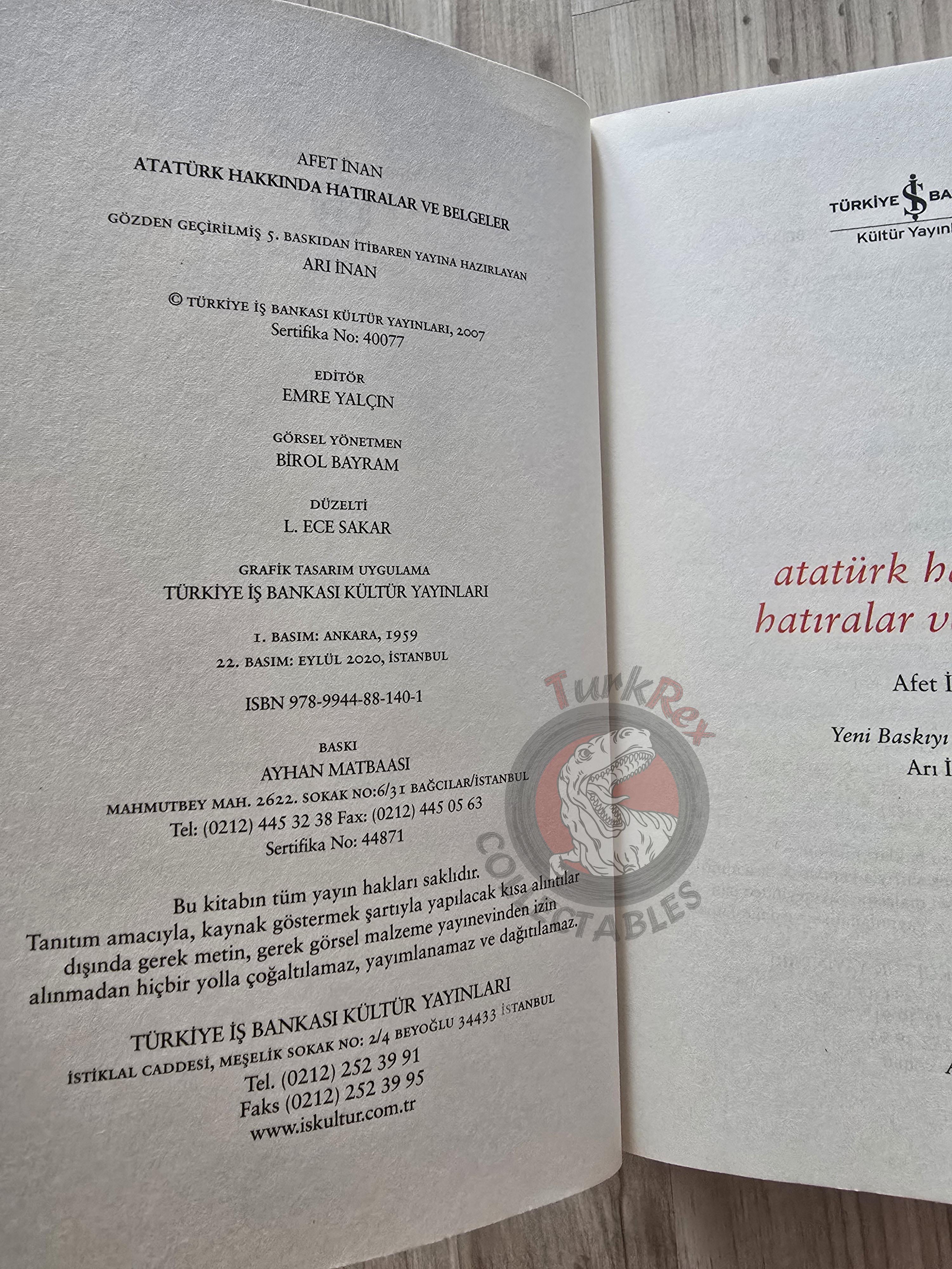 Afet İnan – Memoirs and Documents About Atatürk 2020 Turkish Book Turkey