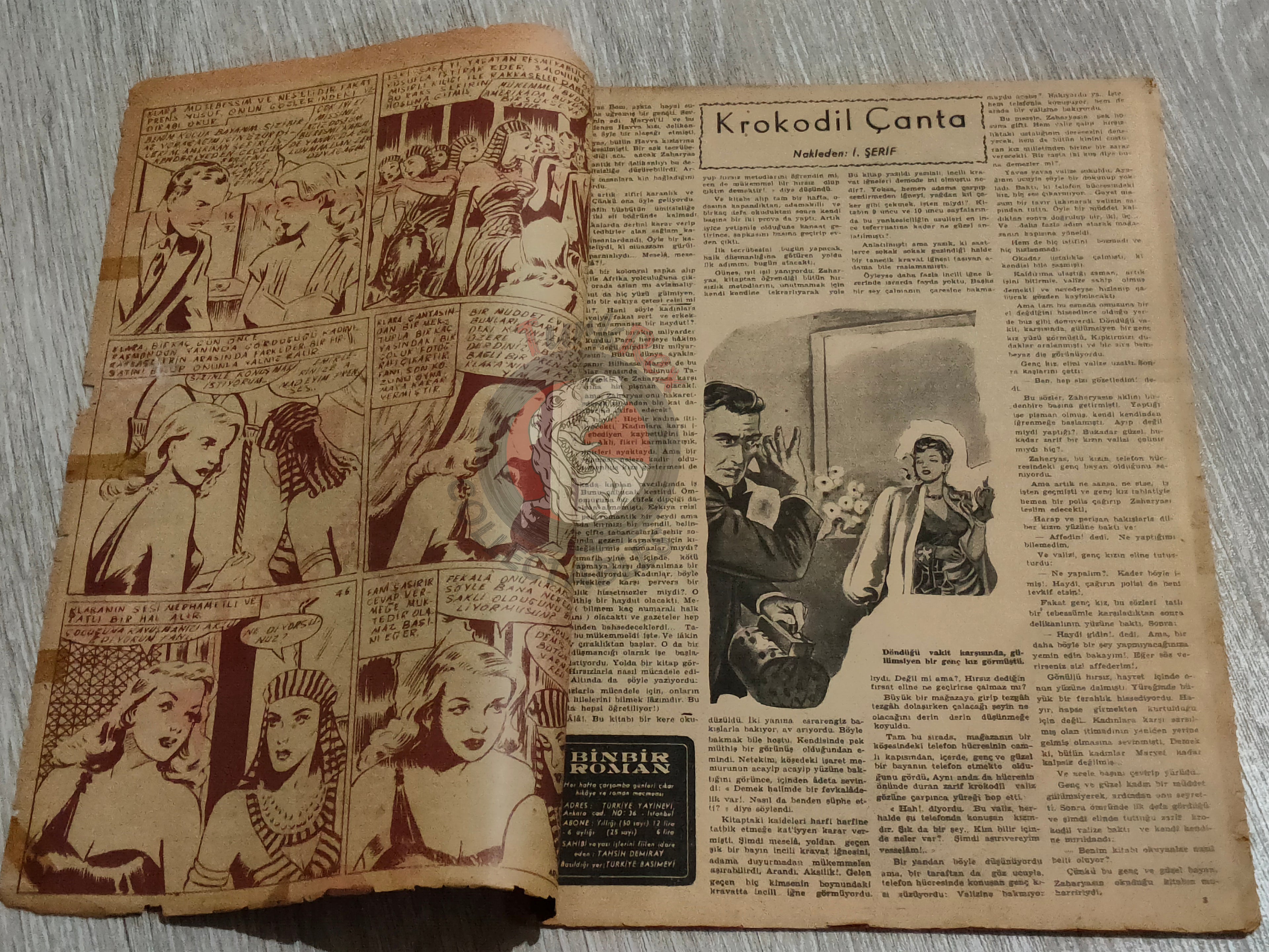 Binbir Roman #46 1949 Mandrake the Magician - Brick Bradford Turkish Comic Mag Turkey