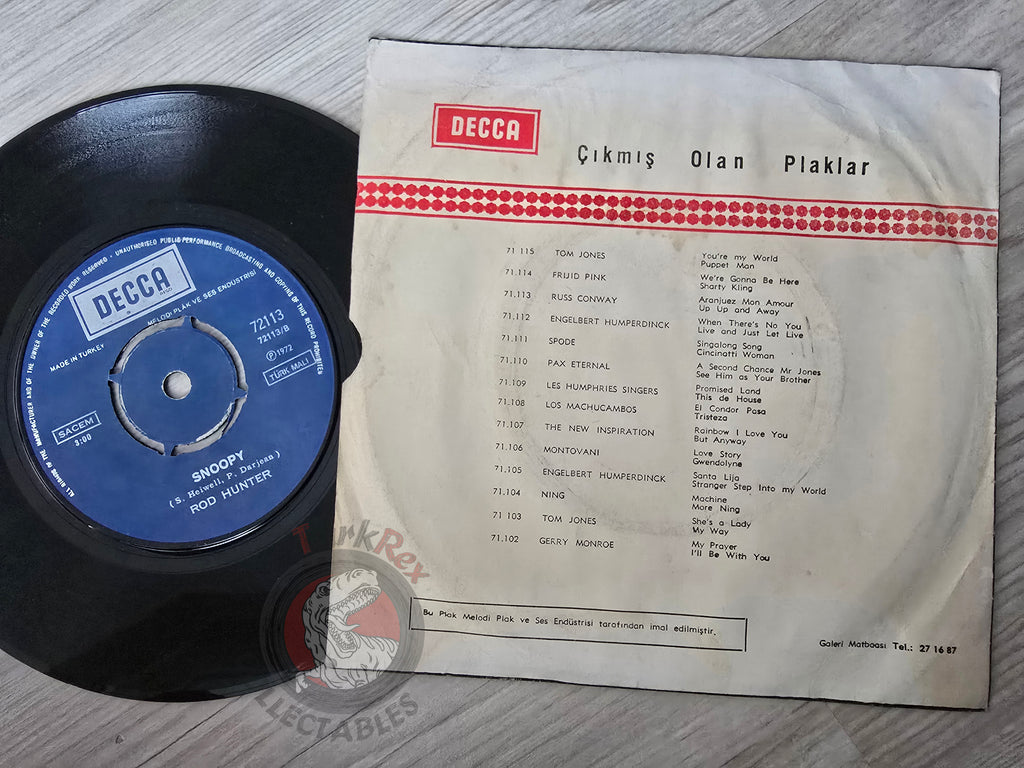 Rod Hunter ‎– Popcorn 7" Promo Turkish Pressing Vinyl Turkey Edition