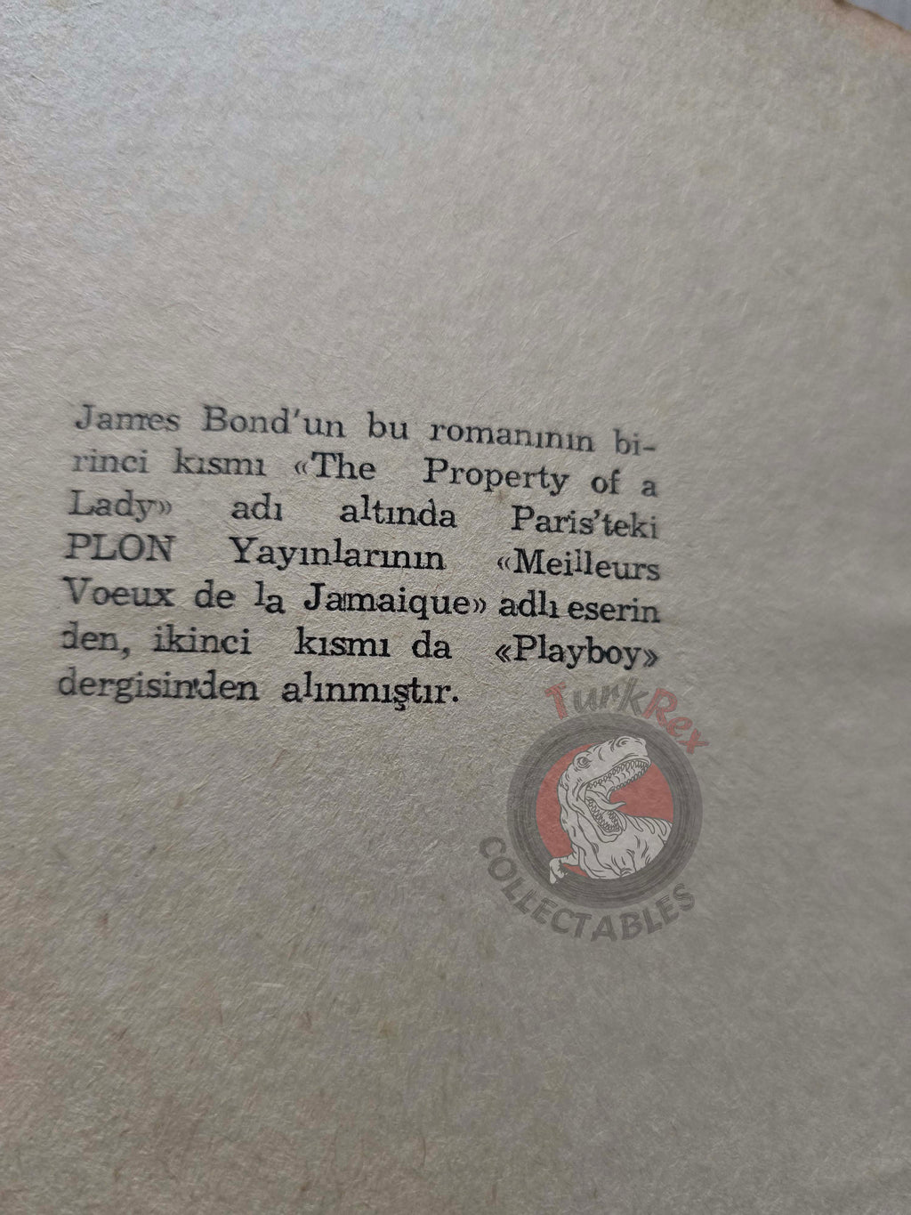James Bond - The Property of a Lady 1966 1st Turkish Book Turkey Ian Fleming