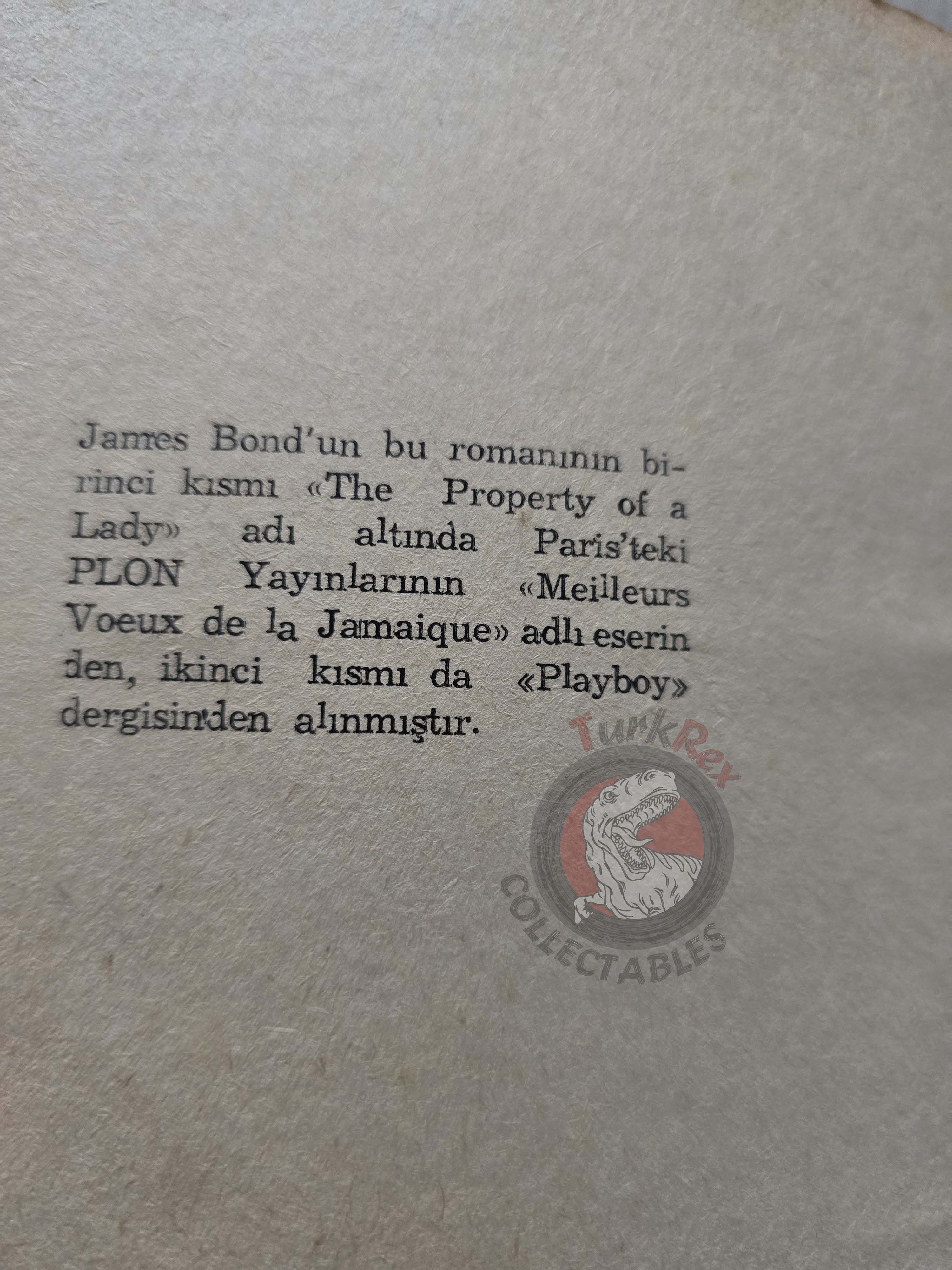 James Bond - The Property of a Lady 1966 1st Turkish Book Turkey Ian Fleming