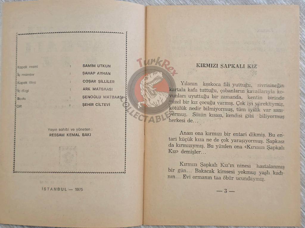 Little Red Riding Hood  – Charles Perrault 1975 Turkish Book Turkey Illustrated Grimm Brothers