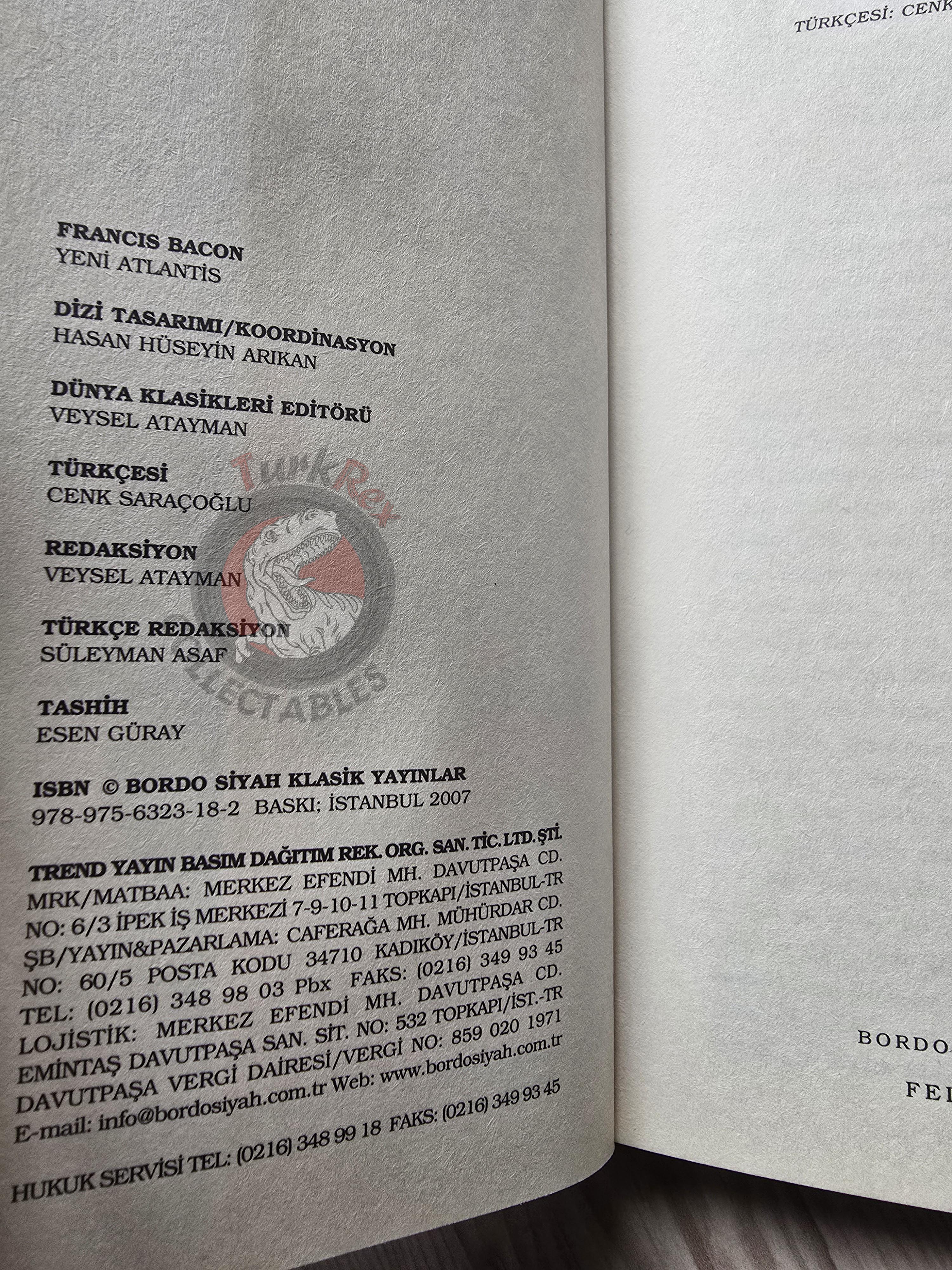Francis Bacon – New Atlantis 2007 Turkish Book Turkey