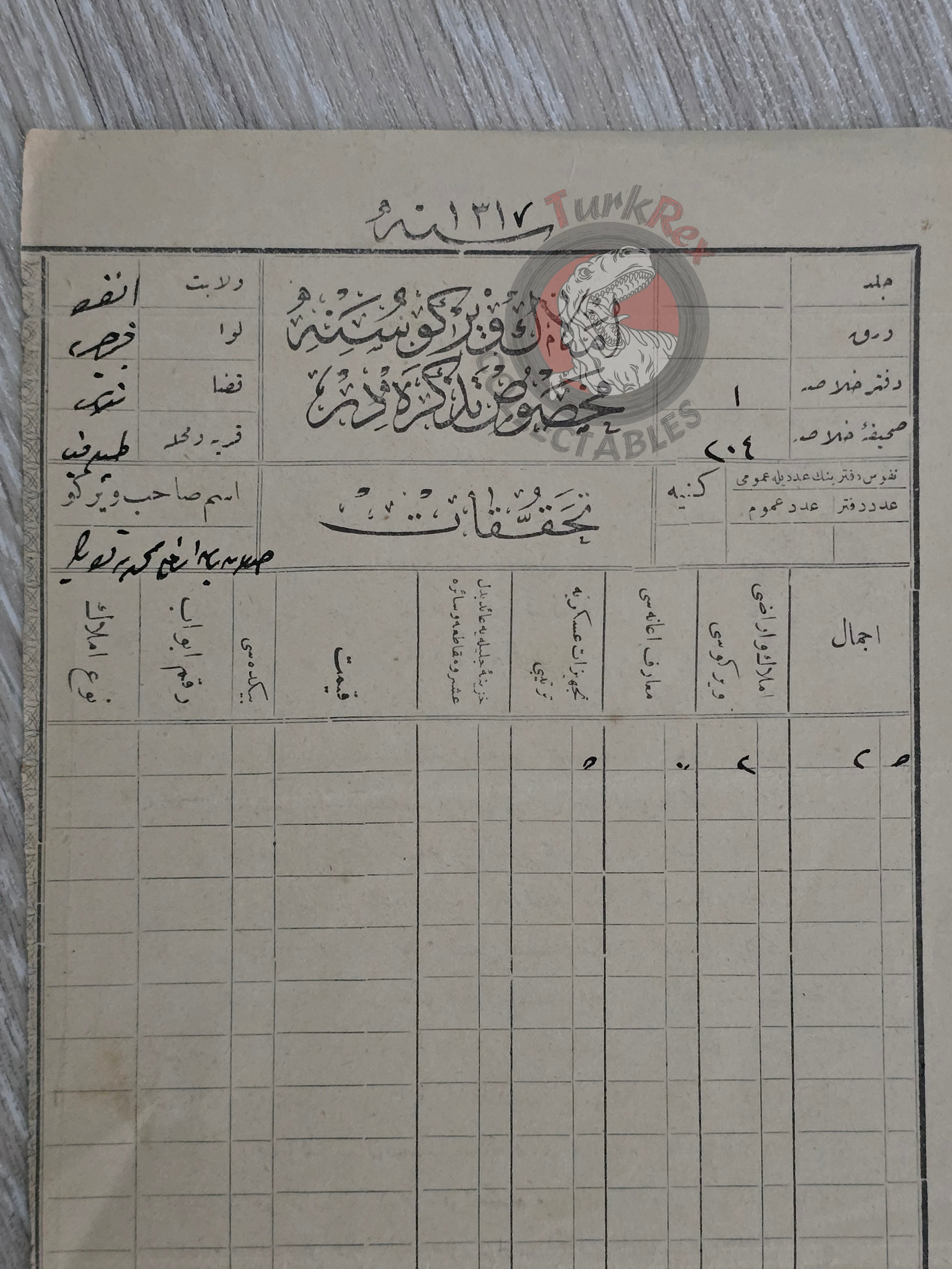 Ottoman Property Tax Receipt 1901 Kayseri Talas Armenian Citizen Armenia