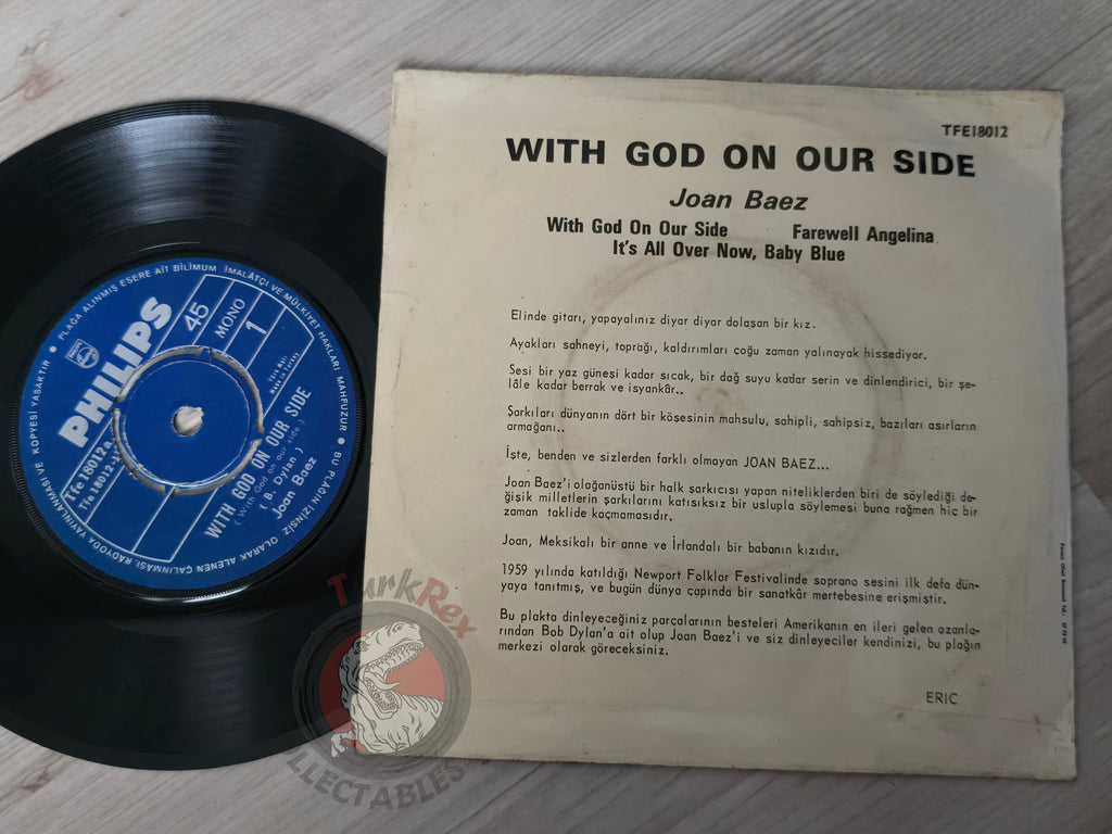 Joan Baez – With God On Our Side 7" Turkish Pressing Vinyl Turkey Edition
