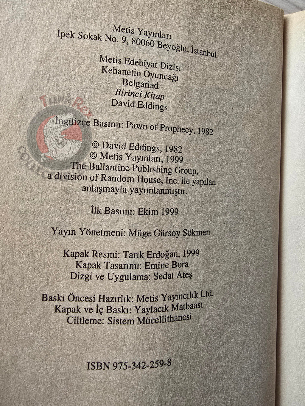 David Eddings – The Belgariad 1: Pawn of Prophecy 1999 1st Turkish Book Turkey