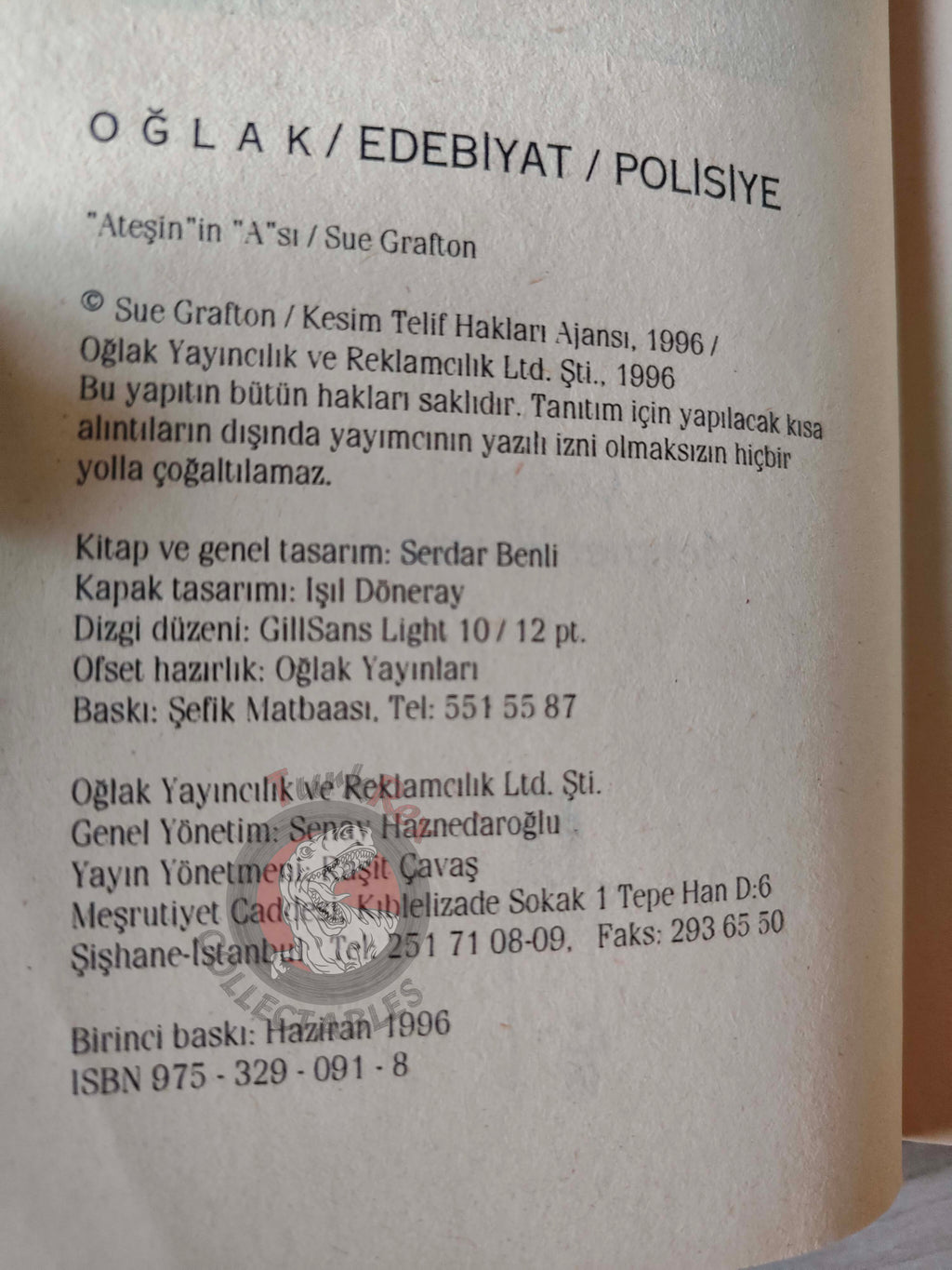 Sue Grafton – A is for Alibi 1996 1st Turkish Book Turkey
