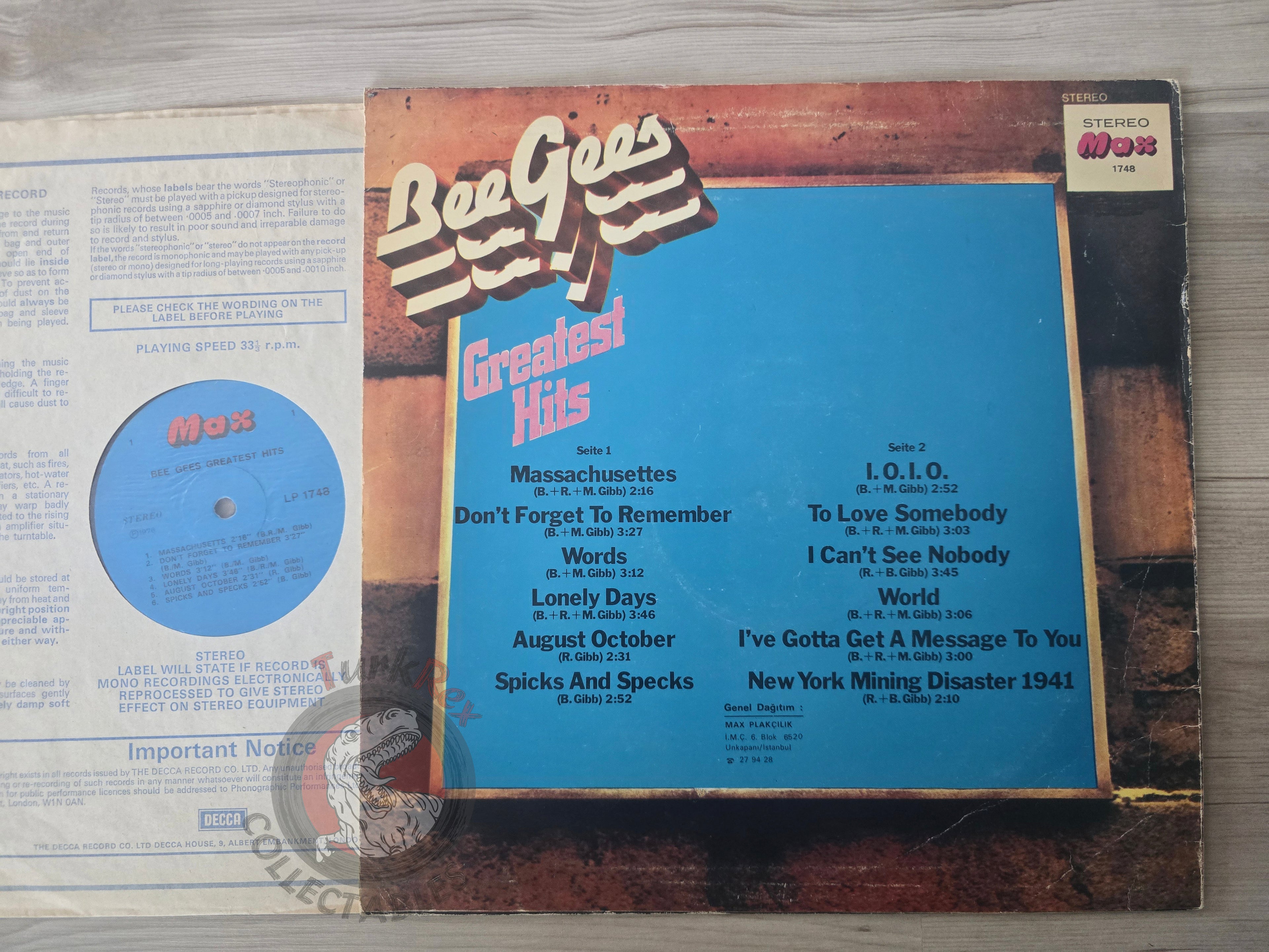 Bee Gees – Greatest Hits Turkish Pressing Vinyl Turkey Edition