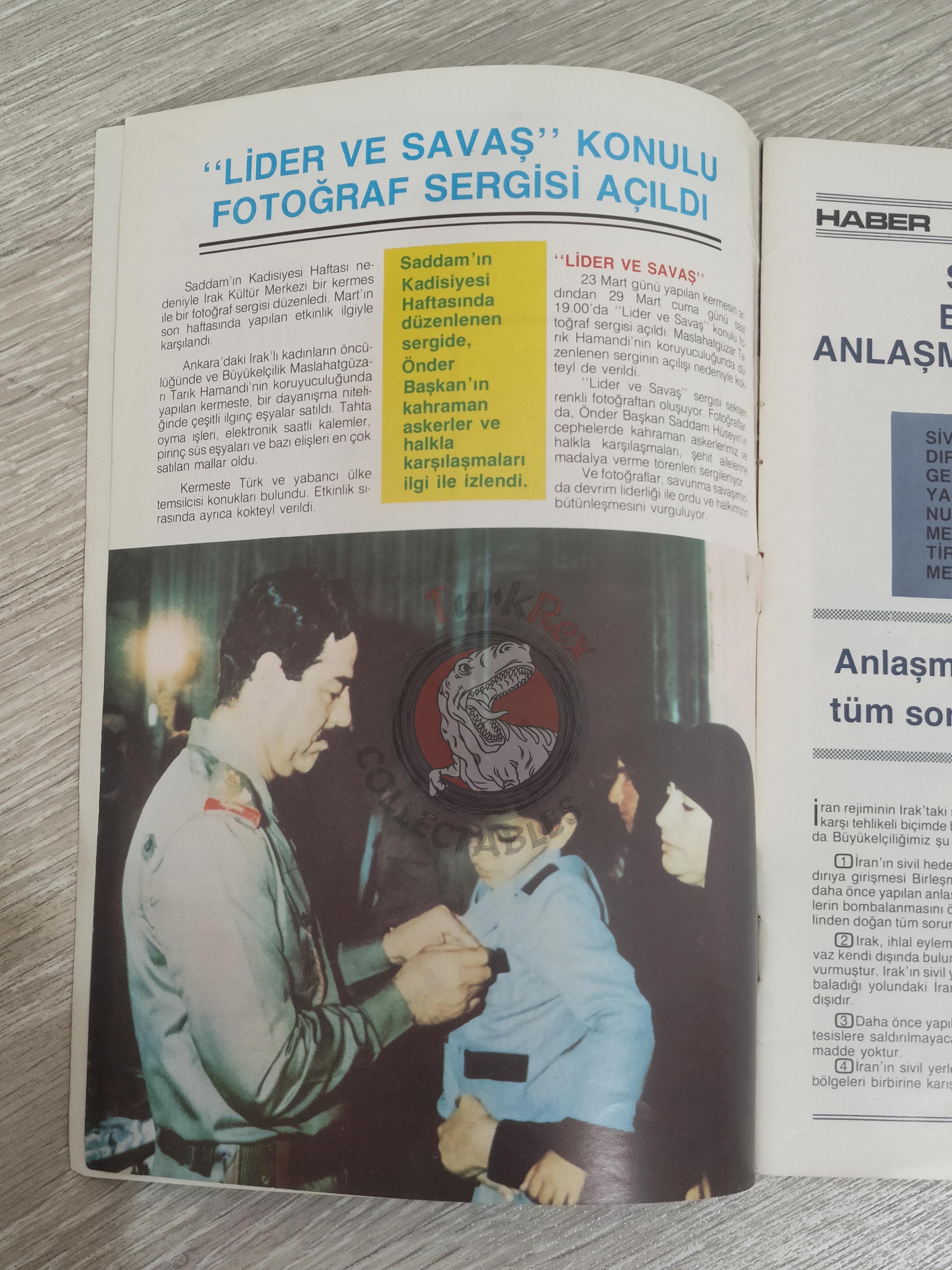 Saddam Hussein - Iraq Today 1985 Official Propaganda Magazine Turkish Turkey Middle East