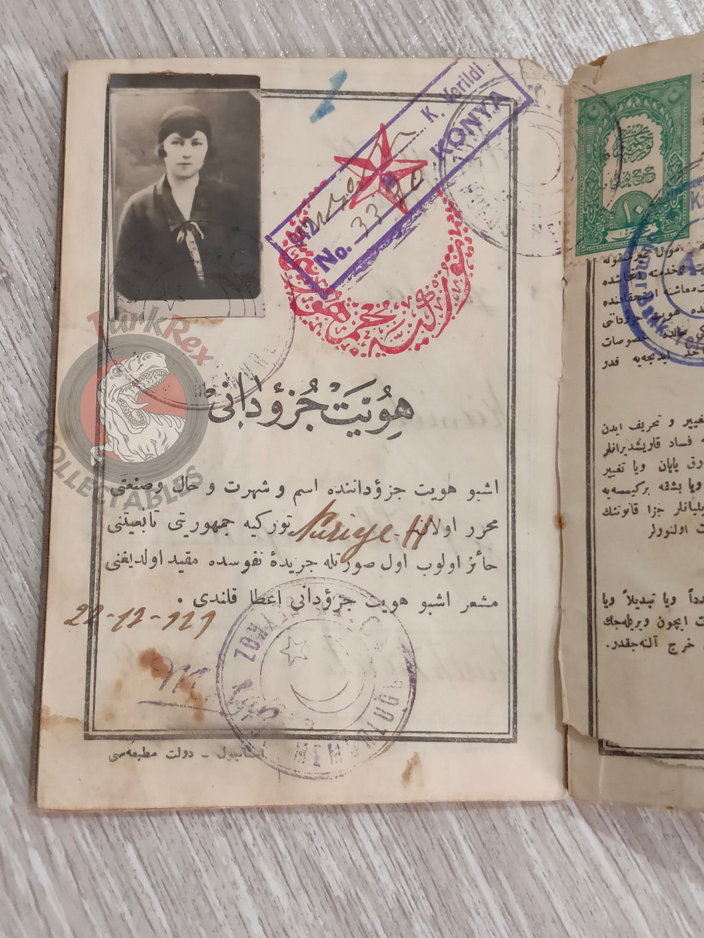 Ottoman Identity Document 1927 Muslim Citizen from Janina with photo Balkans Migrant