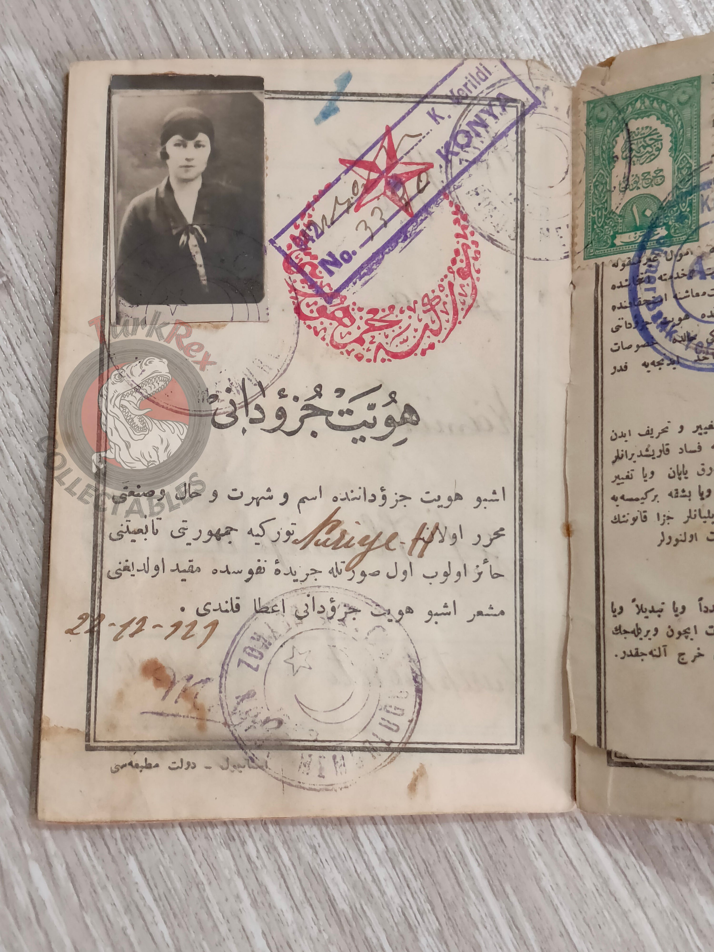 Ottoman Identity Document 1927 Muslim Citizen from Janina with photo Balkans Migrant