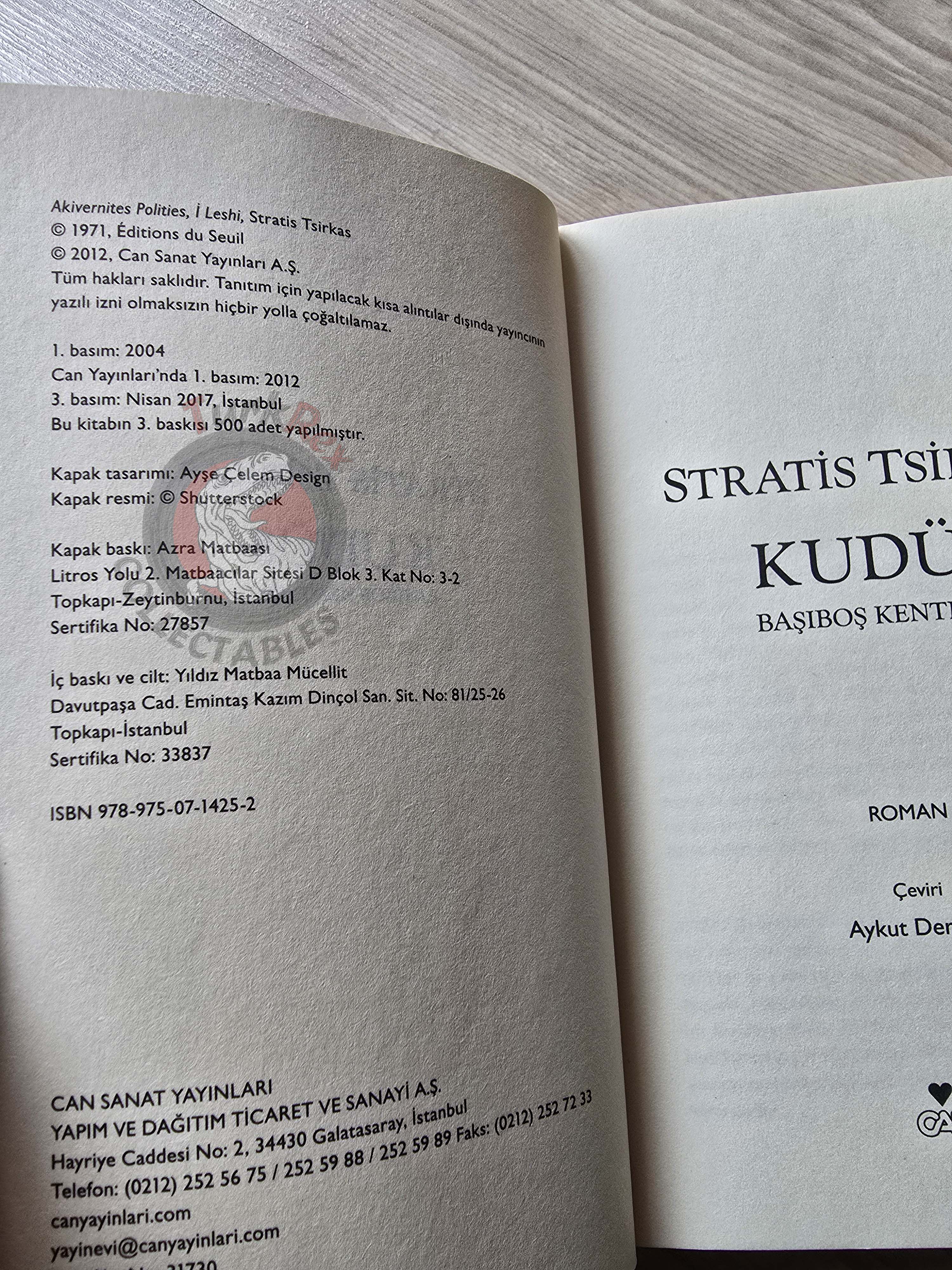 Stratis Tsirkas – Drifting Cities: Jerusalem 2017 Turkish Book Turkey