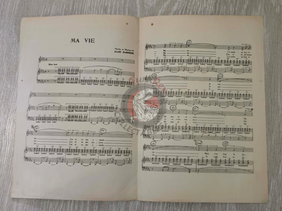 Alain Barrière – Ma Vie Turkish Vintage Musical Notes Sheet Turkey
