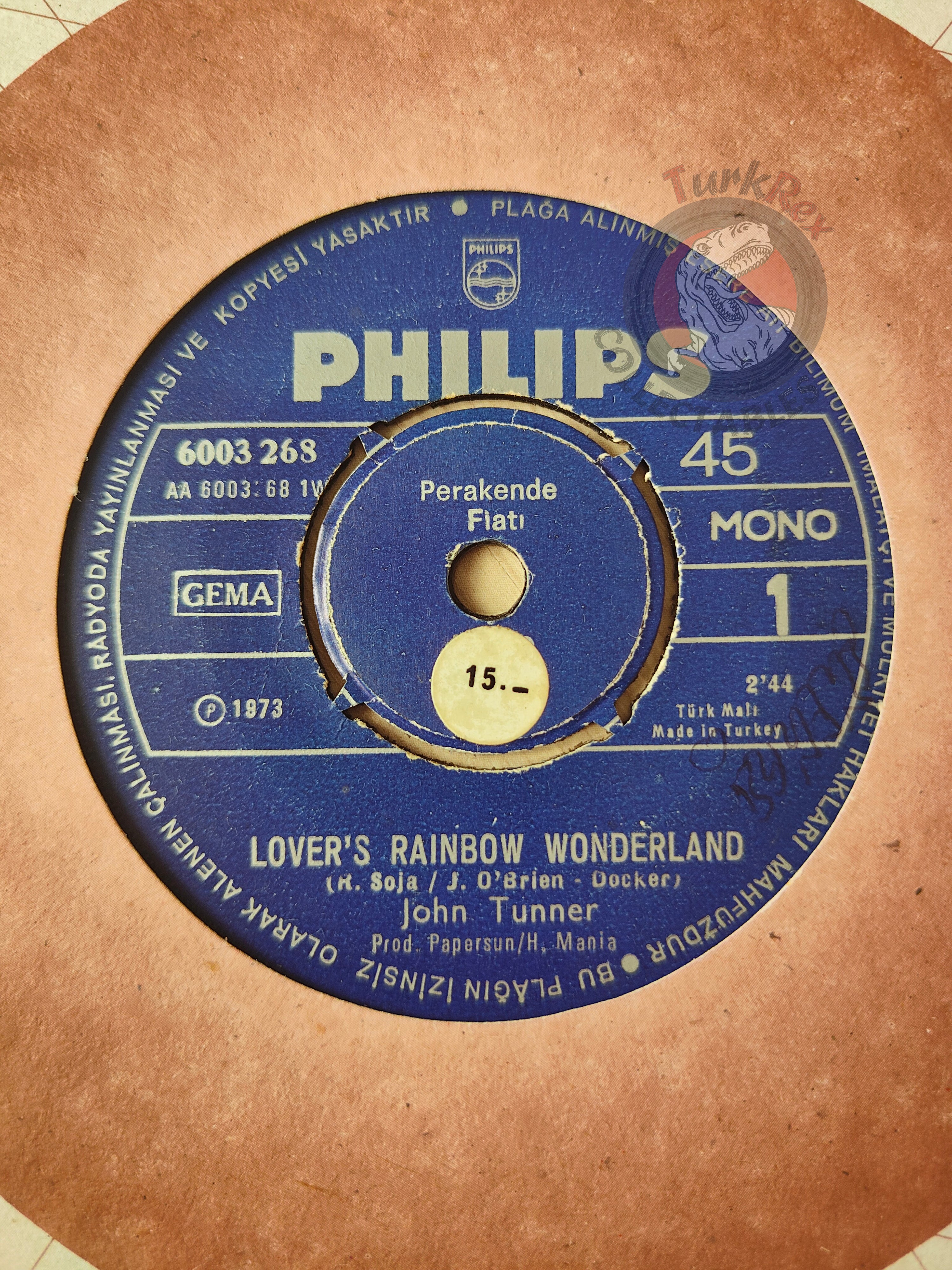 John Tuner – Lover's Rainbow Wonderland 7" Turkish Pressing Vinyl Turkey Edition