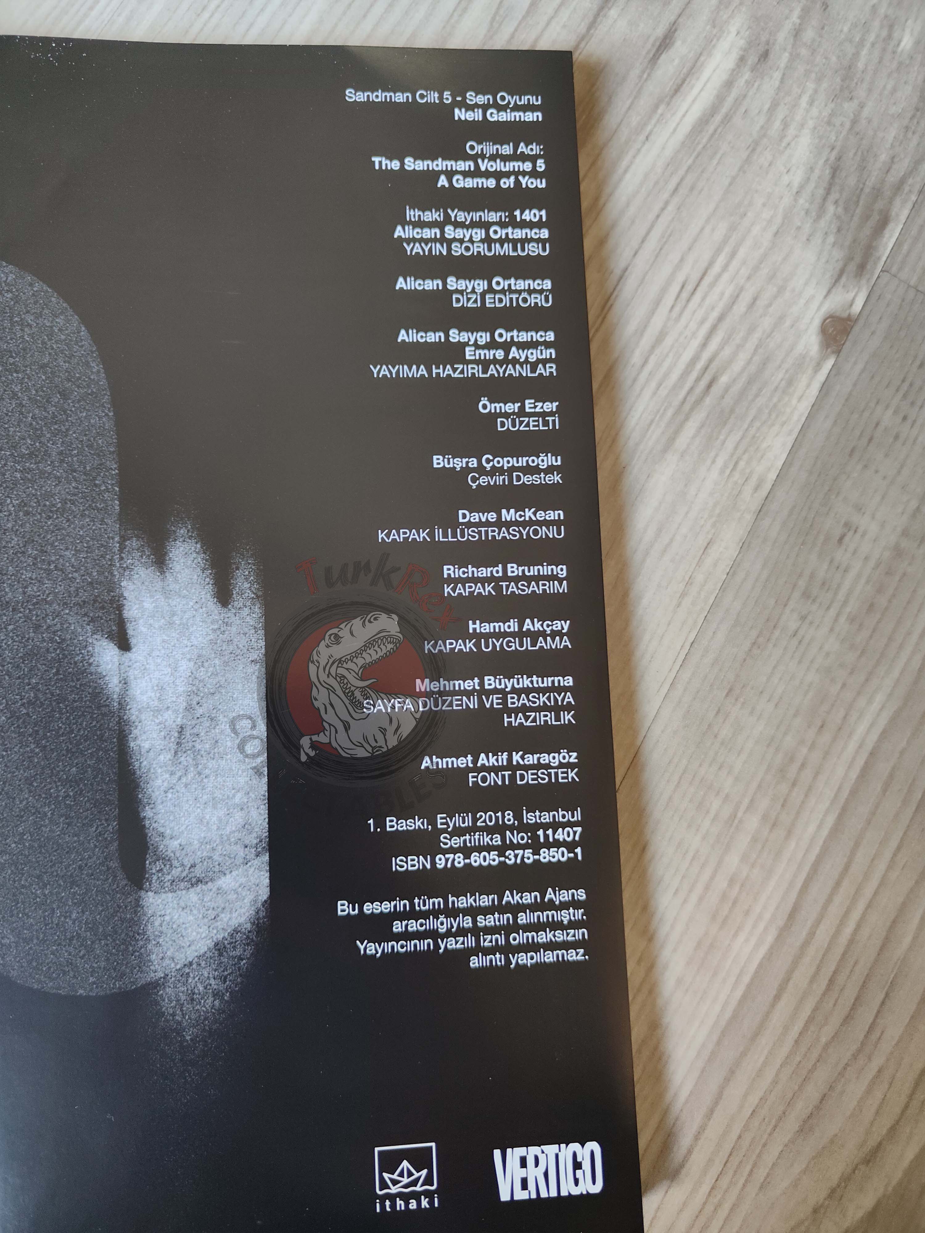 The Sandman Vol #5: A Game of You Turkish Comic Turkey