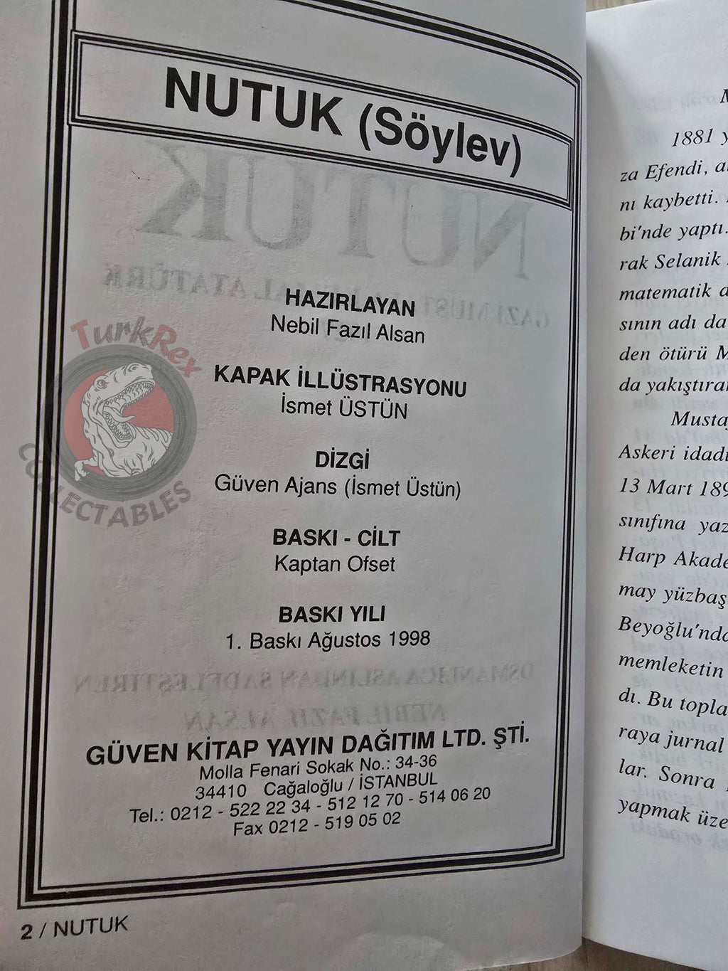 Mustafa Kemal Atatürk – Nutuk The Speech 1998 Turkish Book Turkey