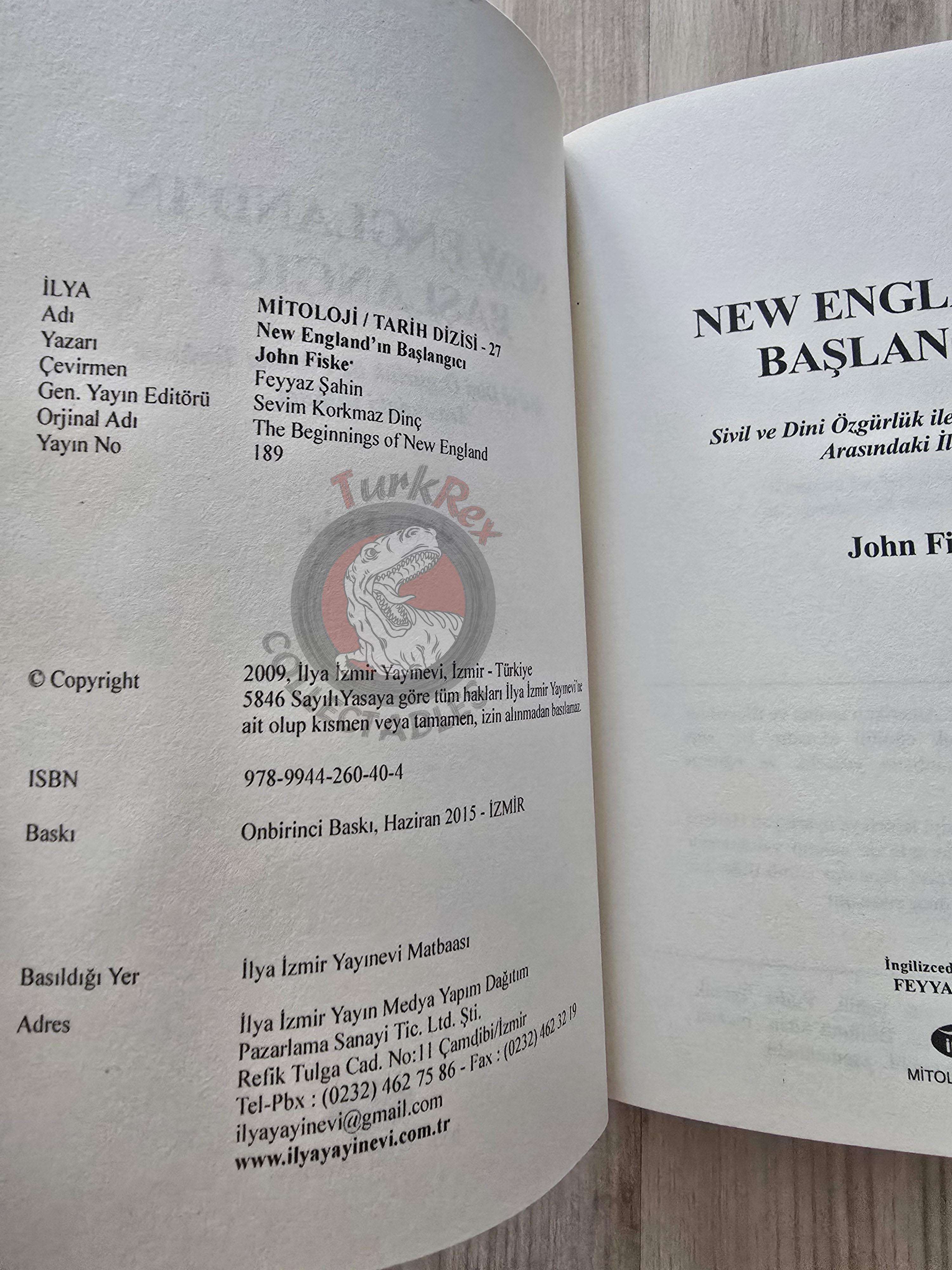 John Fiske – The Beginning of New England 2015 Turkish Book Turkey