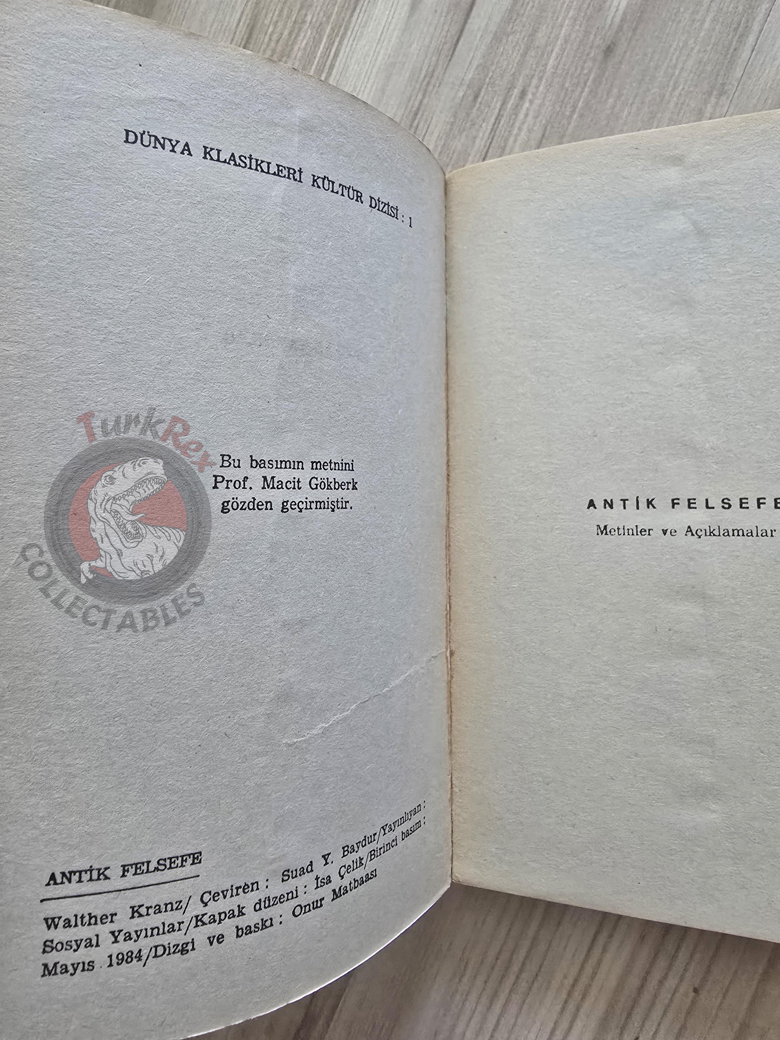Walther Kranz – Ancient Philosophy 1984 Turkish Book Turkey