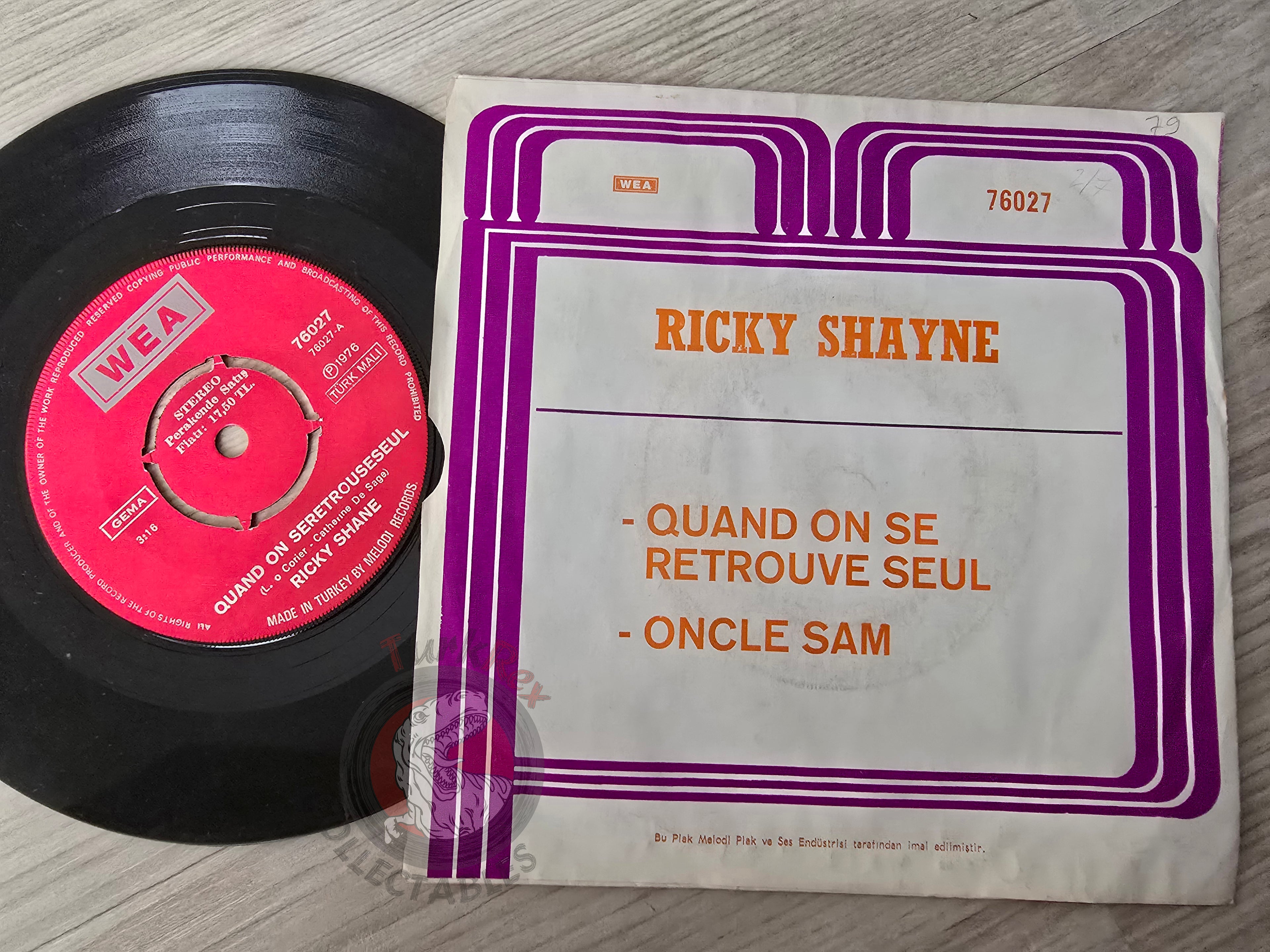 Ricky Shayne – Quand On Se Retrouve Seul 7" Turkish Pressing Vinyl Turkey Edition