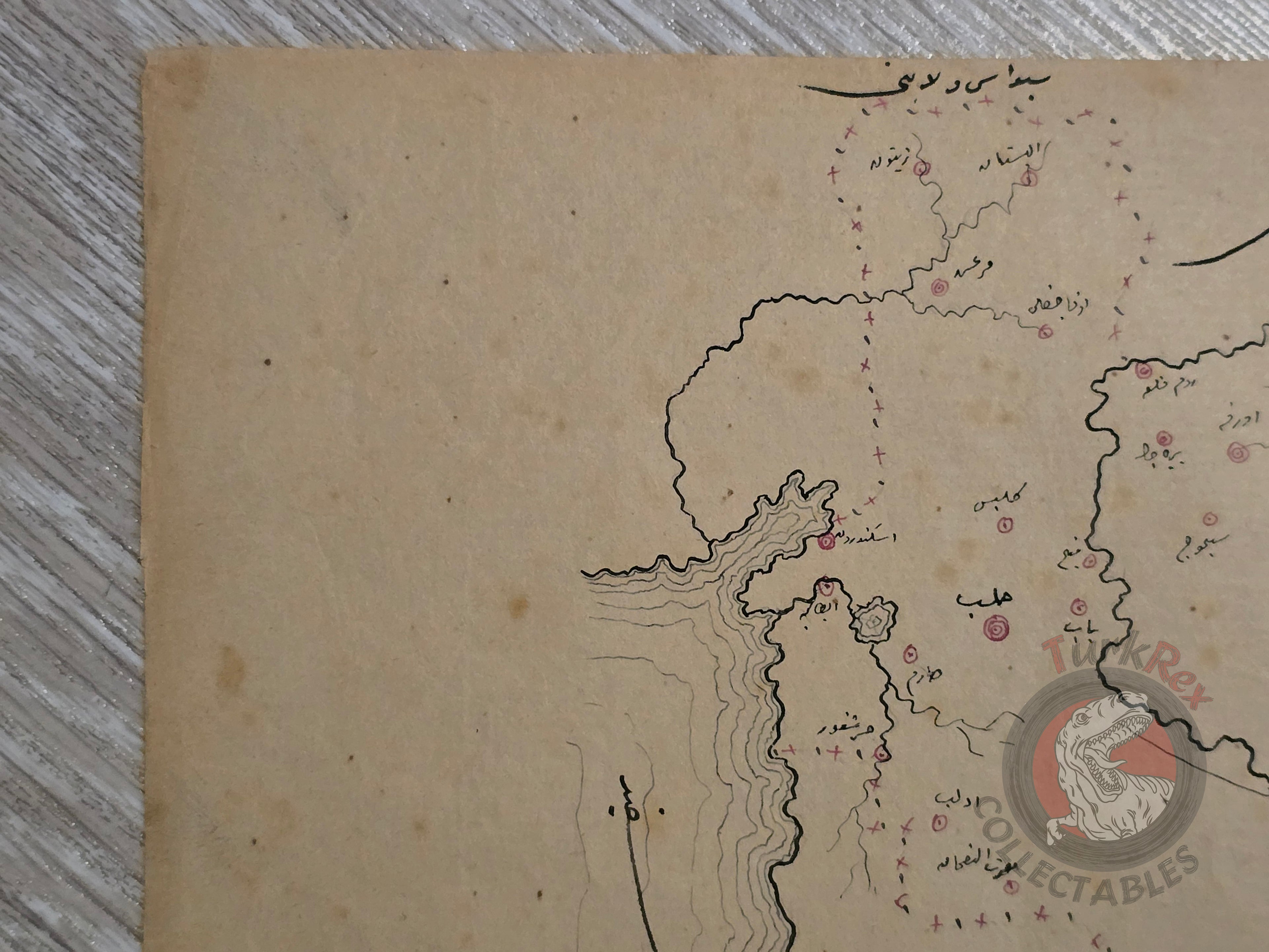 Ottoman Empire Hand-Drawn Map Aleppo Vilayet 1890s Manuscript Middle East Syria