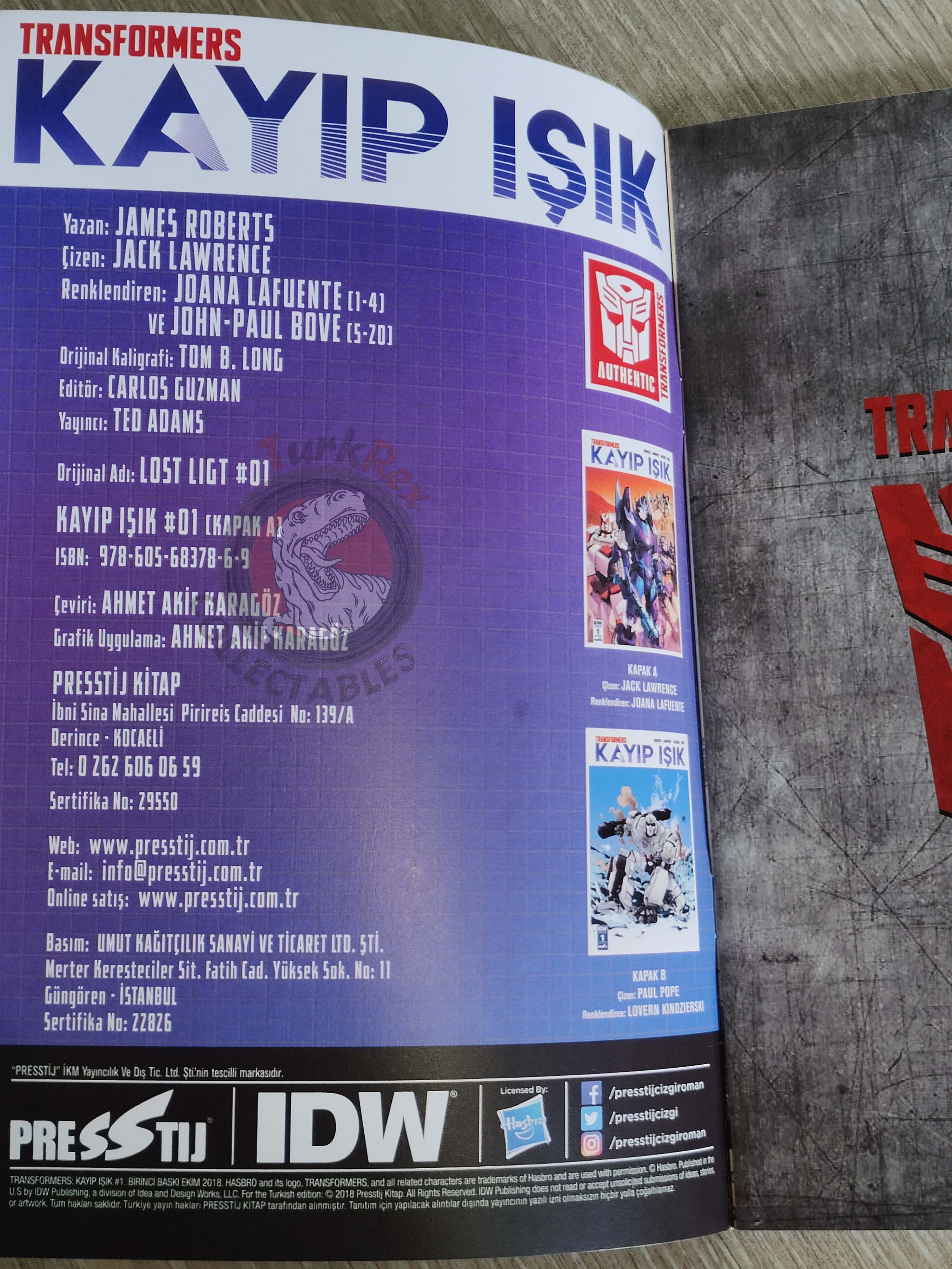 Transformers Lost Light #1 Turkish Comic Turkey James Roberts