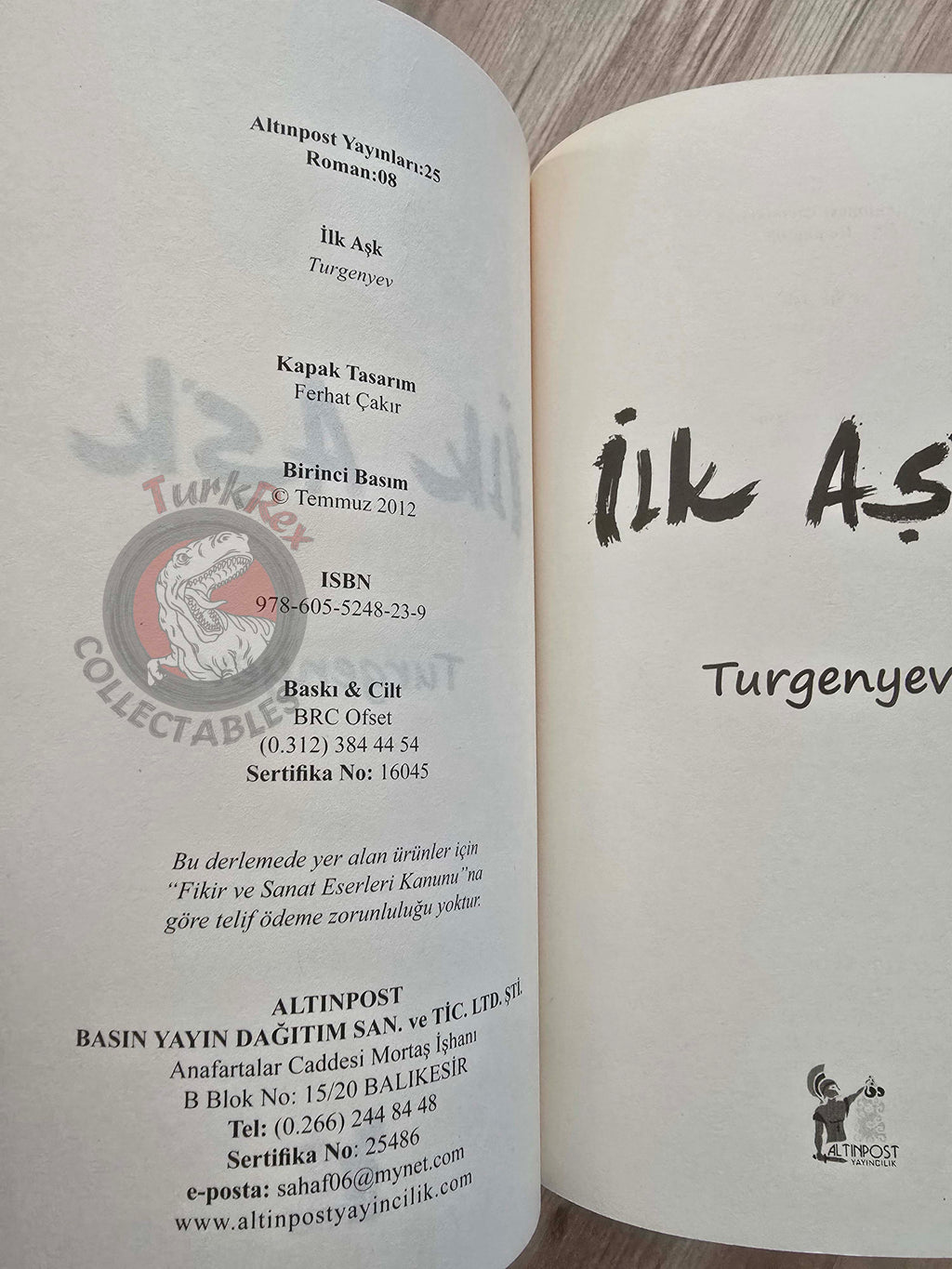 Ivan Turgenev – First Love 2012 Turkish Book Turkey