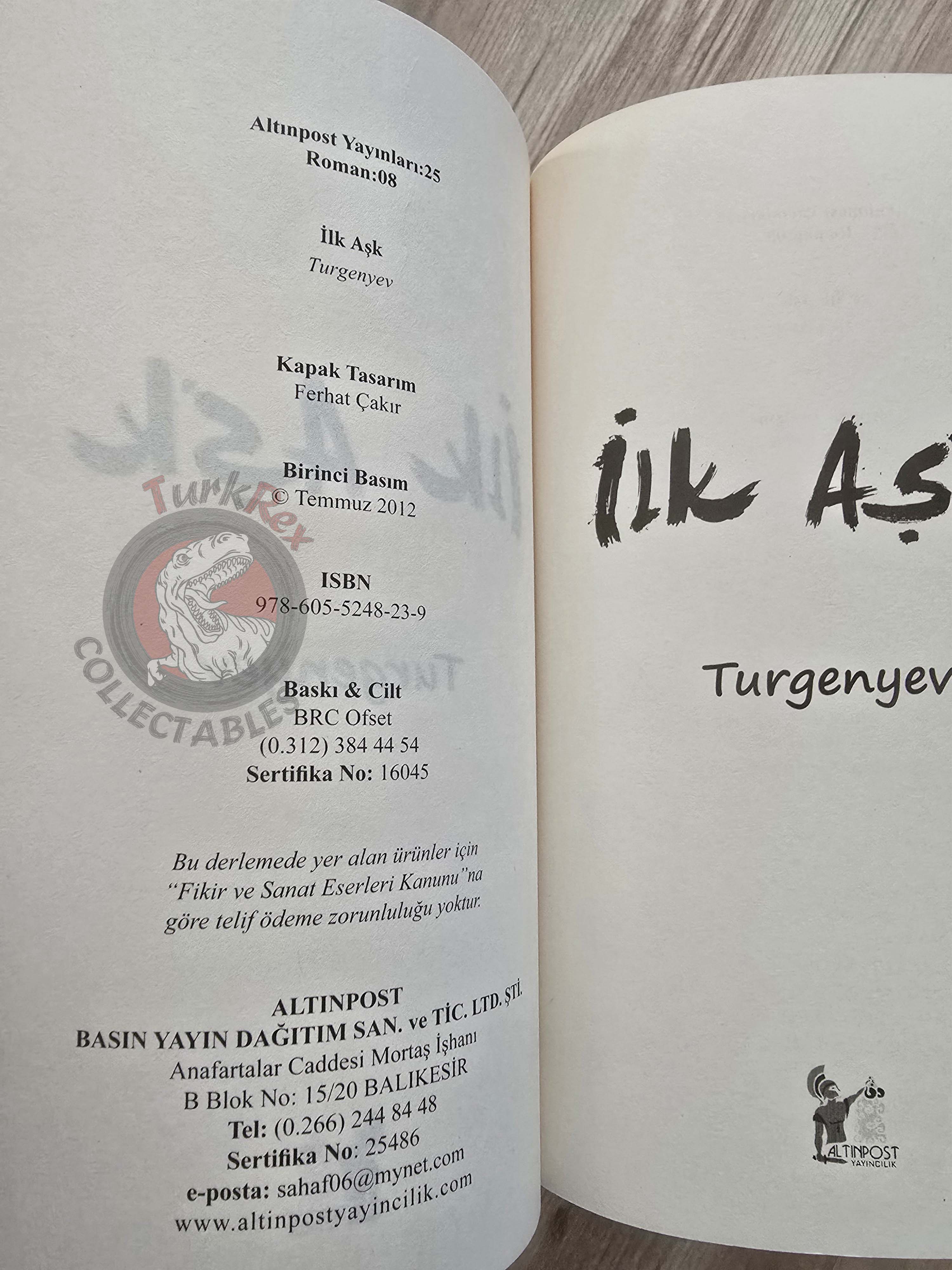 Ivan Turgenev – First Love 2012 Turkish Book Turkey